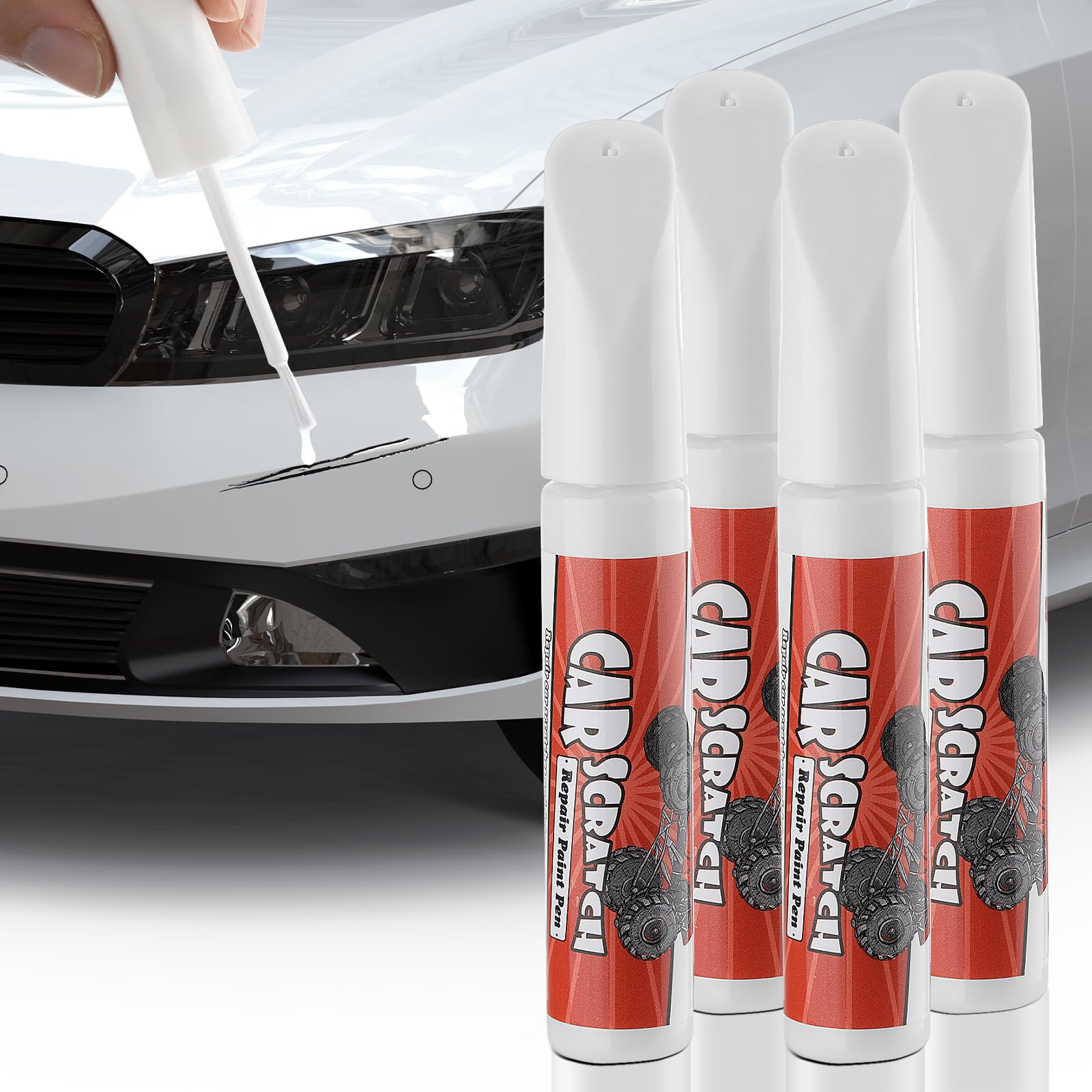 GEAREVER Lackstift Auto, Weiß Lackstift Auto, Auto Kratzer Reparatur Stift, Auto Lack für Ausbesserung Auto Kratzer, 4 Stück (Jeweils 12ml) von GEAREVER