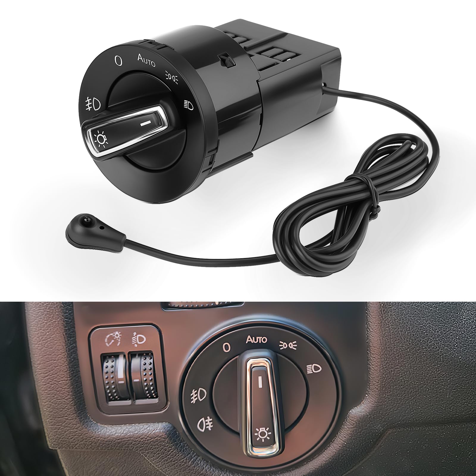 GEAREVER Scheinwerferschalter Mit Lichtsensormodul für VW GOLF 4 BORA Jetta PASSAT POLO, Scheinwerfer Steuerschalter Automatischer Lichtschalter Lampenschalter 1C0941531A 3BD941531 von GEAREVER