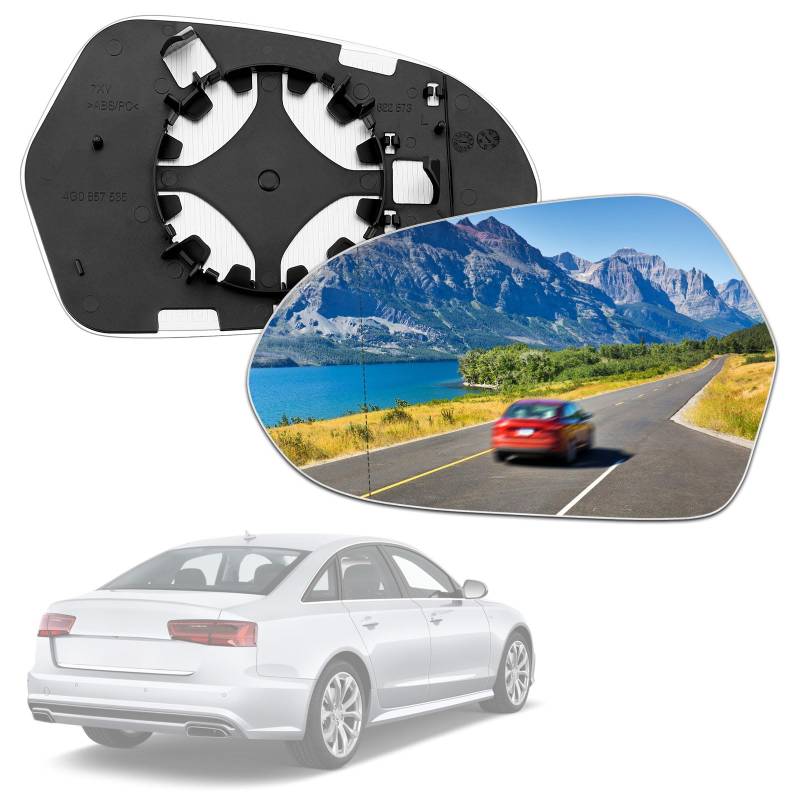 GEARMONSTER 1 Paar Spiegelglas, Seitenspiegel Ersatz, Türspiegelglas Links/Rechts Seitenspiegelglas Heizbar für Audi A6 4G 2011-2018 4G0857536A 4G0857535B Außenspiegel von GEARMONSTER