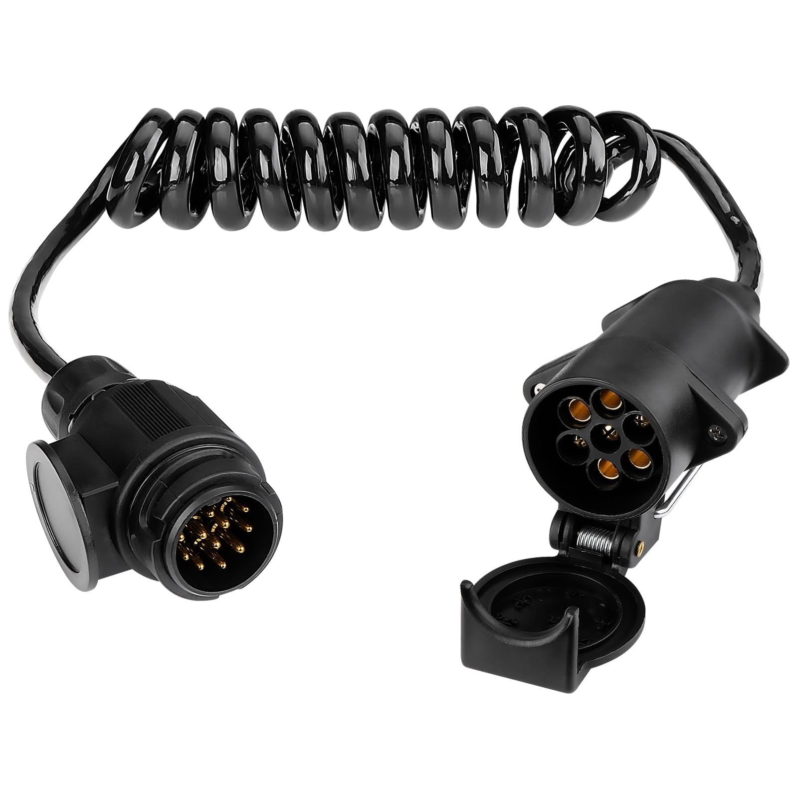 GEARMONSTER 2M Anhänger Verlängerungskabel 13-7 Polig, 12V Anhängerkabel Adapterkabel Anhänger Verlängerung Spiralkabel mit Stecker 13 Polig und Steckdose 7 Polig für Auto LKW RV Wohnwagen von GEARMONSTER