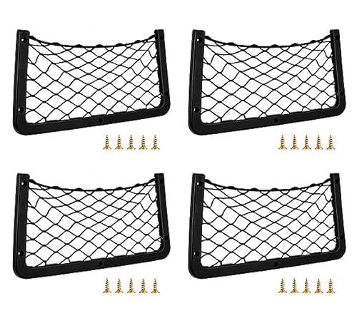 GEARMONSTER 4 Stück Aufbewahrungsnetz 36 * 18CM mit Rahmen & Schraube, Auto Ablagenetz Kofferraum Gepäcknetz, Aufbewahrung Netz Netztasche Car Storage Mesh Organizer für Auto PKW KFZ LKW Wohnwagen von GEARMONSTER