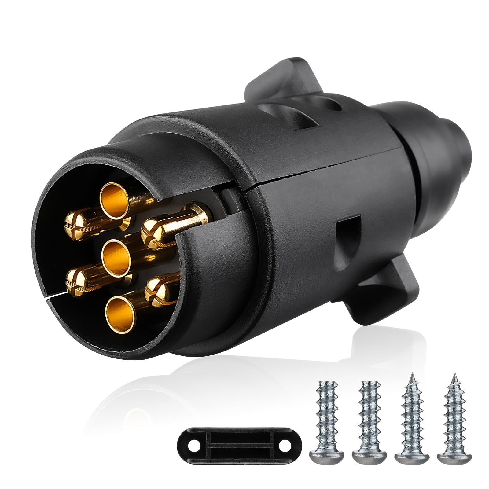 GEARMONSTER 7 Poliger Anhänger Stecker, 12V Anhängerstecker mit Wasserfester Dichtung, 7 polige Stecker für PKW, LKW, Anhänger, Wohnmobil, Autos, Boote und Wohnwagen von GEARMONSTER