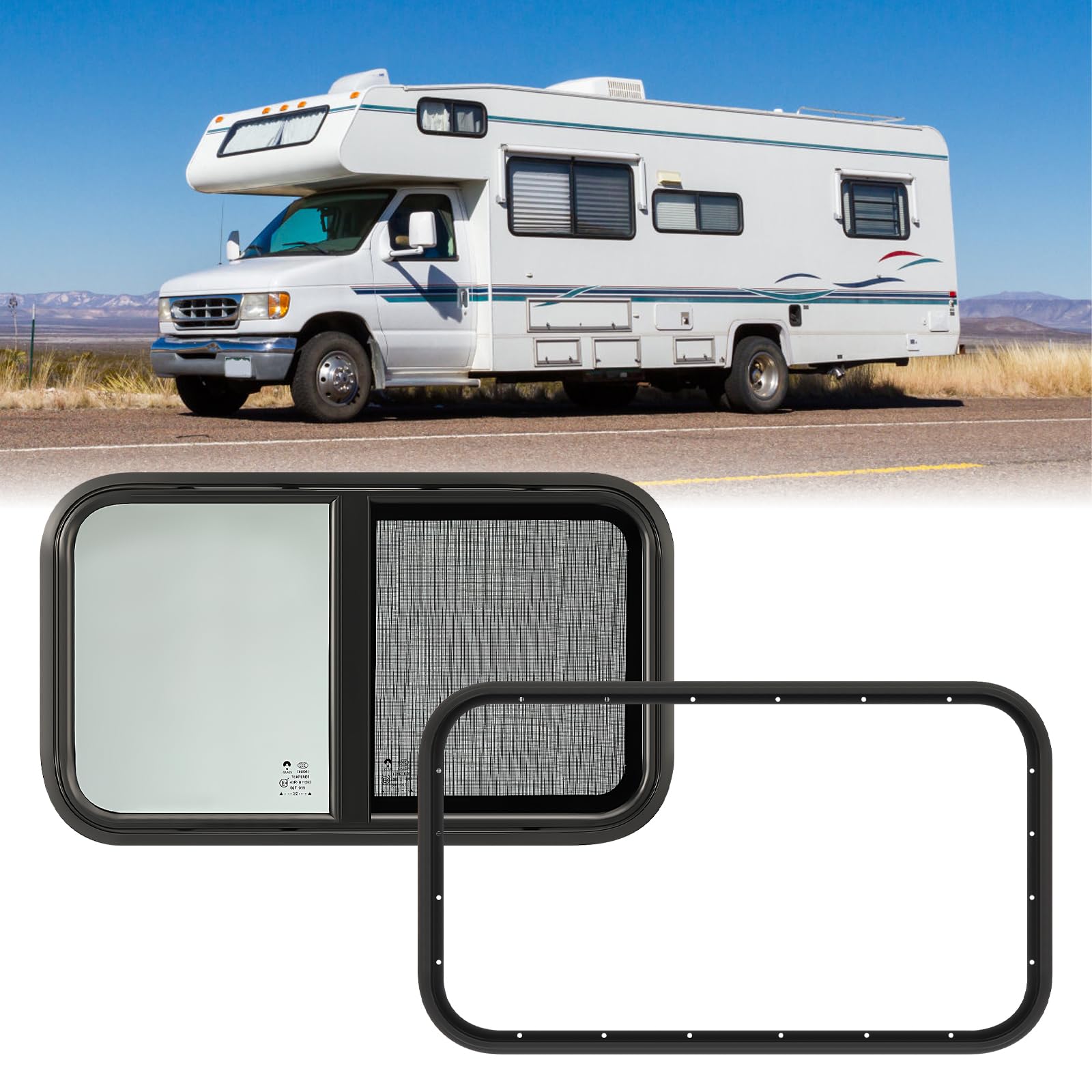 GEARMONSTER Caravan Seitenfenster, Wohnmobil Schiebefenster, Wohnwagen getönt Fenster RV Fenster Wohnmobilfenster für Wohnmobile, Anhänger 700x400mm Wohnwagenfenster von GEARMONSTER