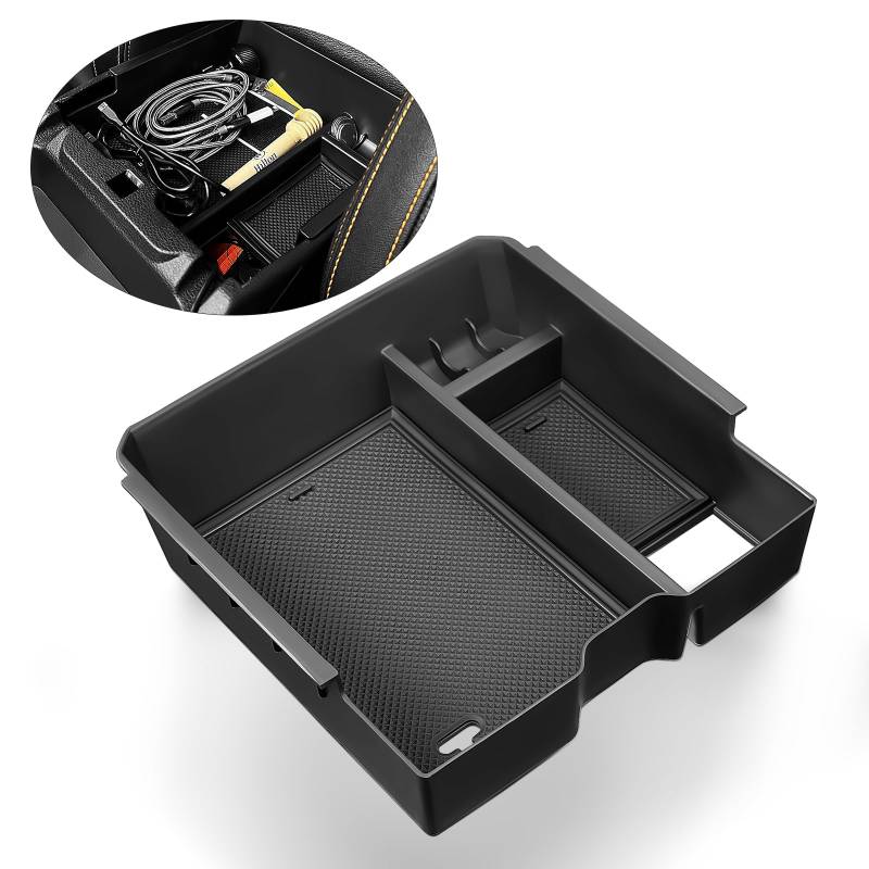 GEARMONSTER Mittelkonsole Aufbewahrungsbox Kompatibel mit Ford Ranger T9 2023 2024 Raptor Wildtrak XLT Armlehne Organizer Tray Handschuhfach Ranger 2023 Zubehör (Elektronische Bremse) von GEARMONSTER