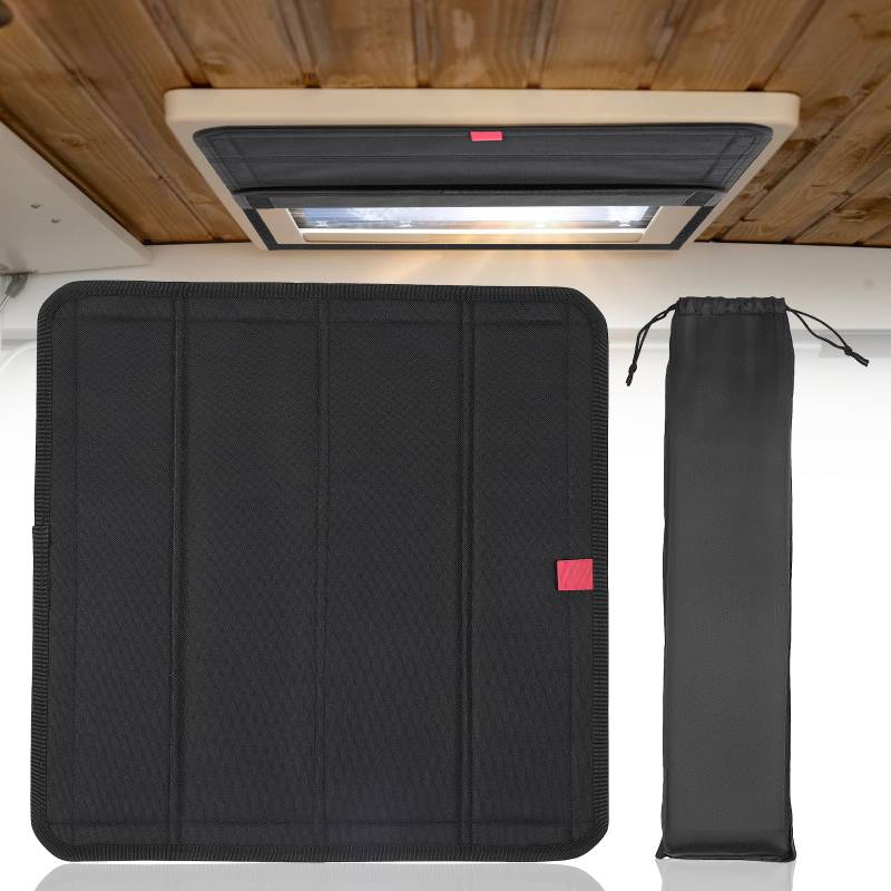 GEARMONSTER Magnetische Dachlüftungs-Verdunkelungsabdeckung, Faltbar Wohnmobil Dachfenster Sonnenschutz, Universell Dachfenster Abdeckung für Wohnmobil, RV, Campingbusse (41x 41cm, Schwarz) von GEARMONSTER