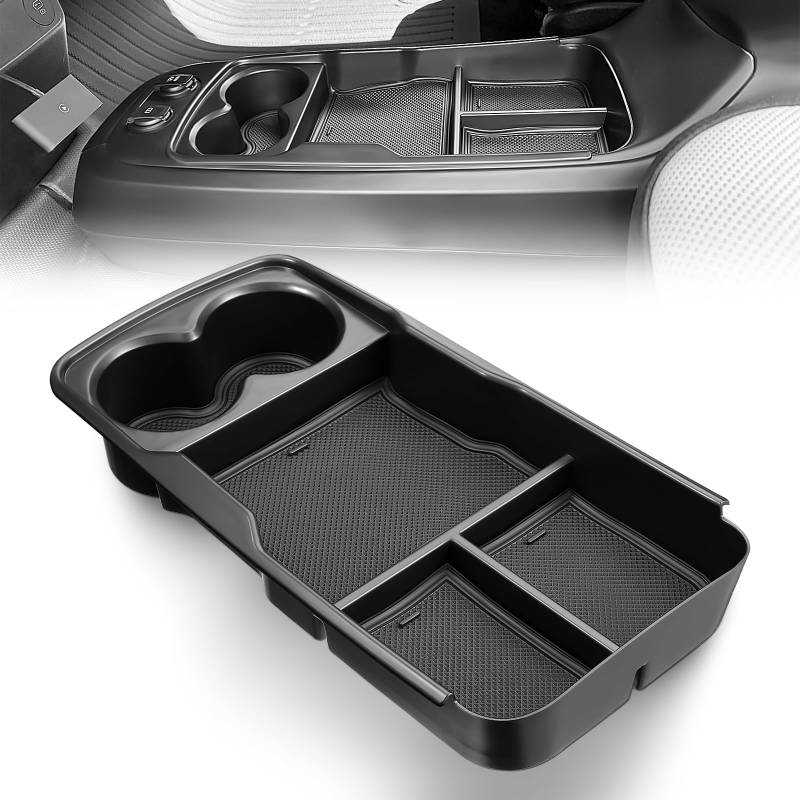 GEARMONSTER Mittelkonsole Aufbewahrungsbox, Armlehne Organizer Tray Handschuhfach Unten die Mittelkonsole Kompatibel mit Kia EV6 2021-2024, Auto Zubehör, Schwarz von GEARMONSTER