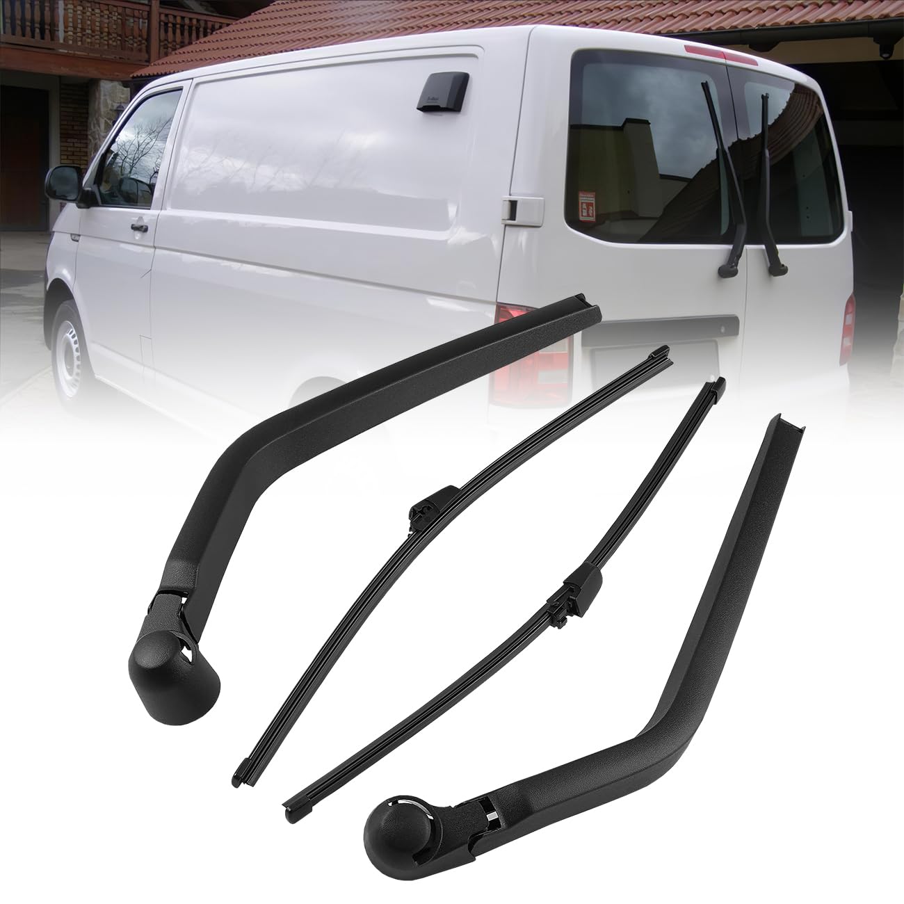 GEARMONSTER Scheibenwischer hinten Heckwischer Flügeltür Hinten links+rechts Scheibenwischerarm Heckscheibenwischer Für VW T5 T6 7H0955708 von GEARMONSTER