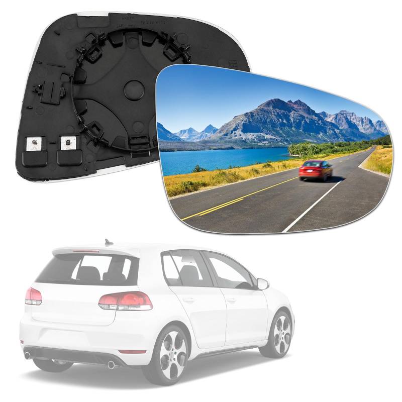 GEARMONSTER Spiegelglas, 2 Stück Seitenspiegel Ersatz, Türspiegelglas Links/Rechts Seitenspiegelglas Heizbar für VW Golf VI 5K1 5K0857522 5K0857521 Außenspiegel von GEARMONSTER