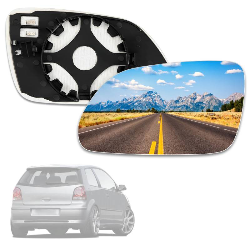 GEARMONSTER Spiegelglas, Seitenspiegel Ersatz, Türspiegelglas Links/Rechts Seitenspiegelglas Heizbar für VW Polo 9N 9N3 2005-2009, 6Q0857521F 6Q0857522K, 2 Stück von GEARMONSTER