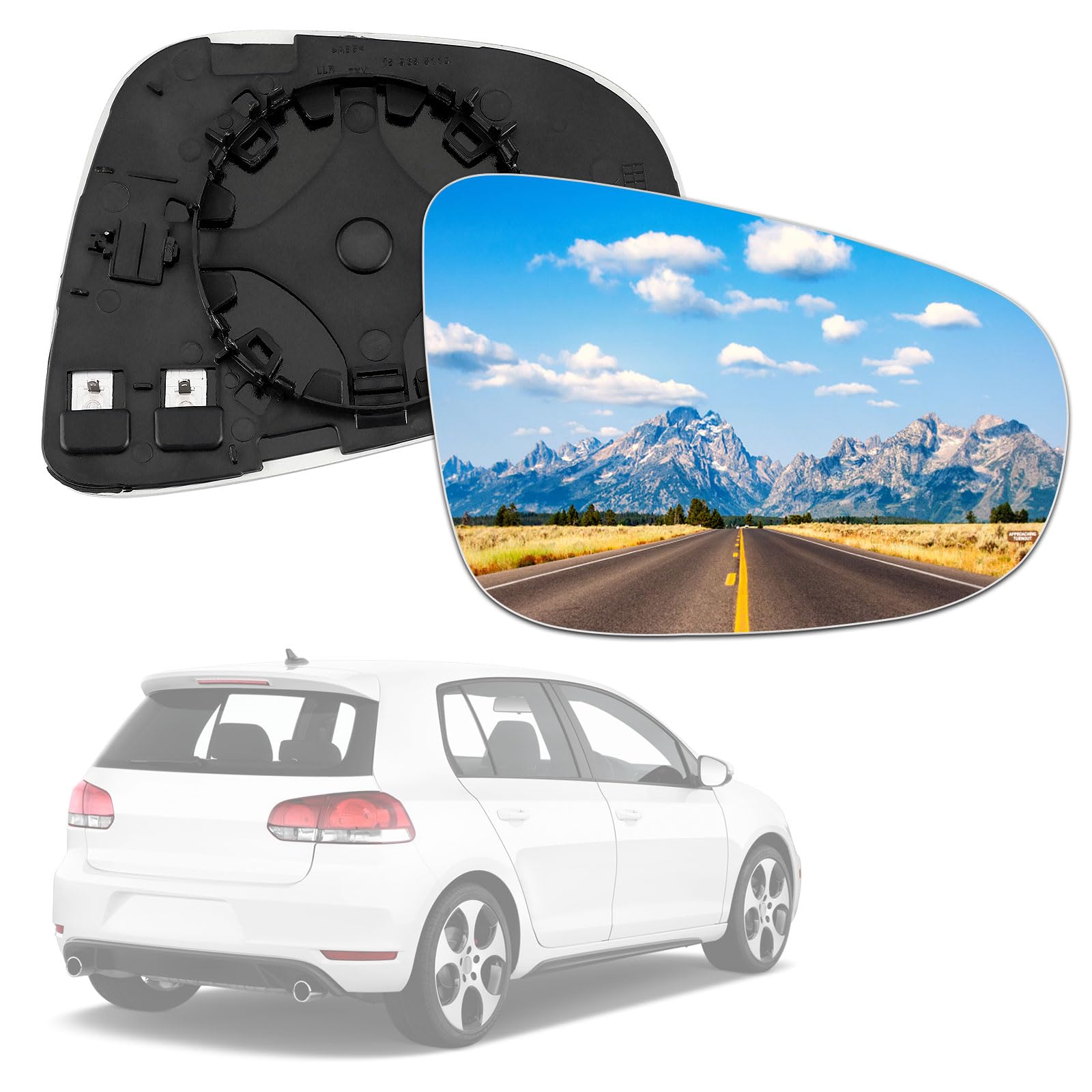 GEARMONSTER Spiegelglas Rechts Beifahrerseite Beheizbar Türspiegelglas Außenspiegel Ersatz für VW GOLF VI 5K für Tou-ran 1T1 1T2 5K0857522 (Rechts) von GEARMONSTER