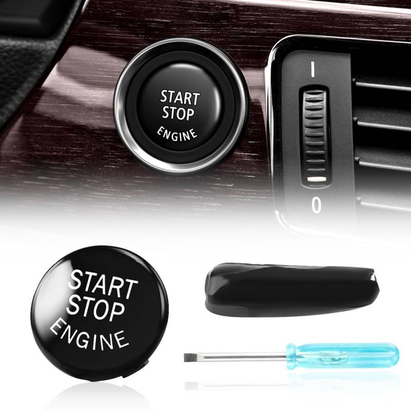 GEARMONSTER Start Stopp Knopf, Motor Startknopf Abdeckung, Auto Startknopf Motor Zündschalter Abdeckung Zündschlossabdeckung für E90 E91 E92 E93 E60 X1 E84 X3 E83 X5 E70 X6 E71(Schwarz)… von GEARMONSTER