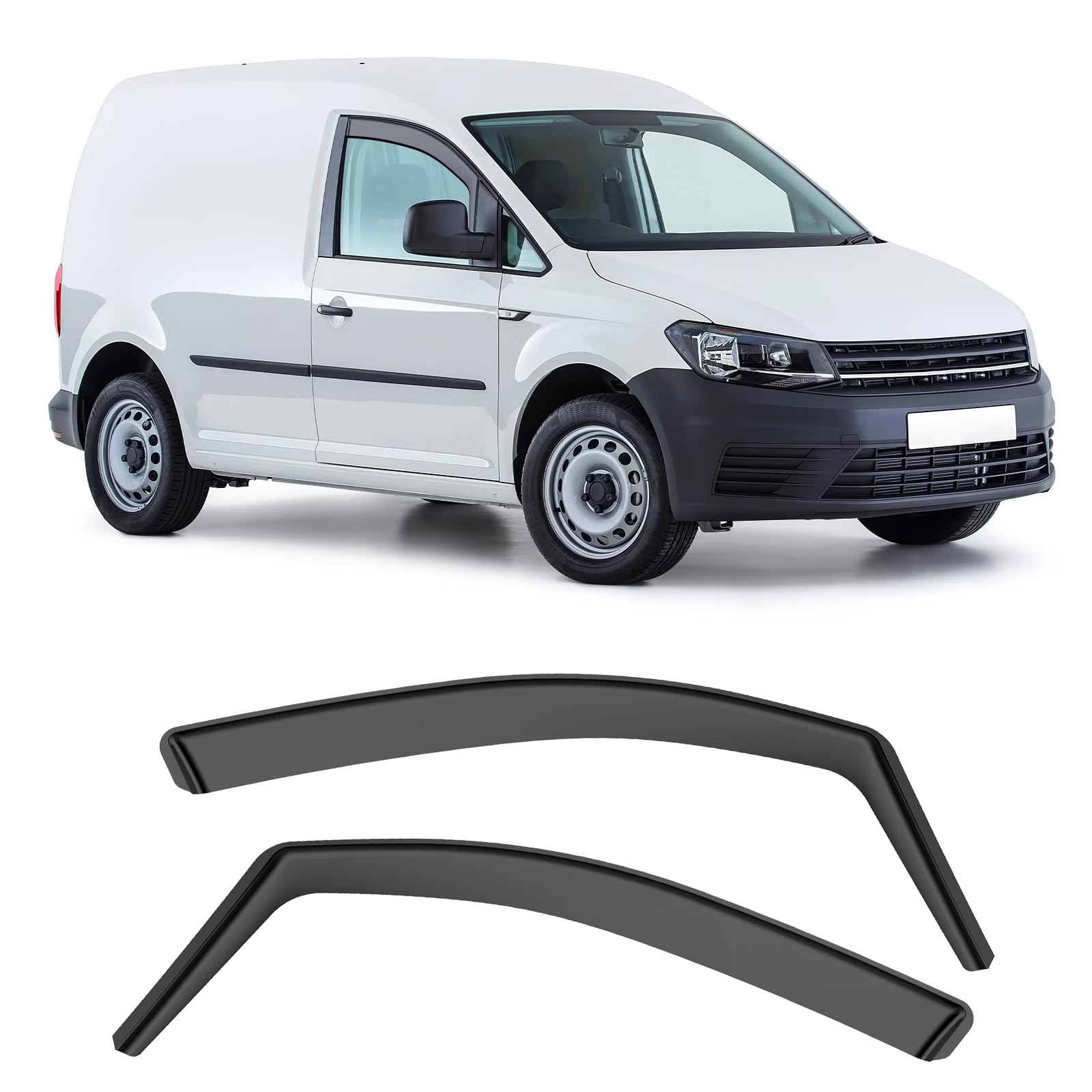 GEARMONSTER Windabweiser Passend Für Volkswagen Caddy 2005-2018, Regenabweiser, Integrierte Deflektoren Integrierter Windabweiser, Vorne, Schwarz, 2 Stück von GEARMONSTER