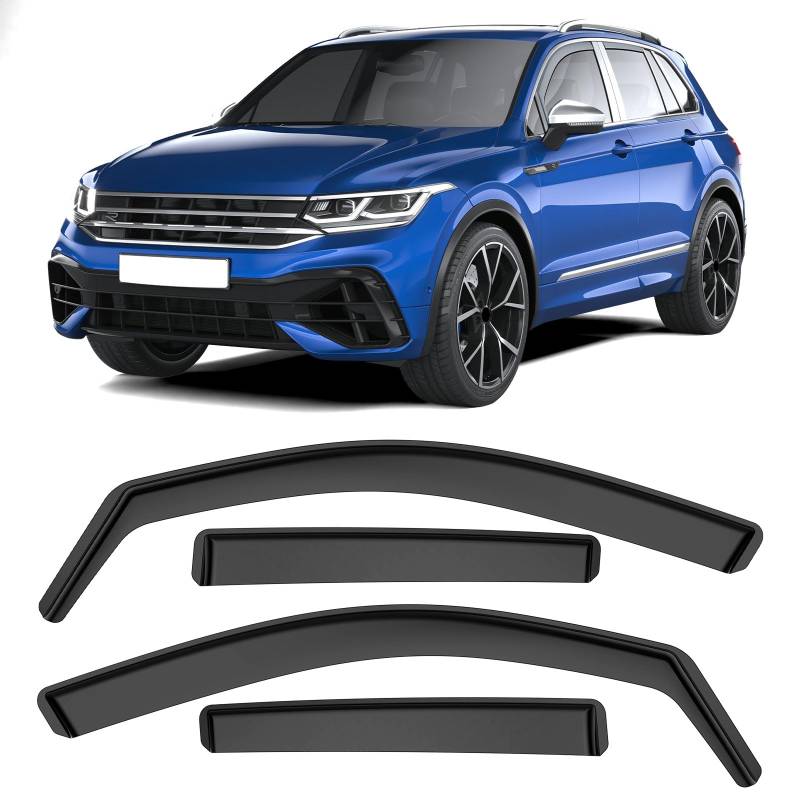 GEARMONSTER Windabweiser für VW Tiguan 2016-2023 5 Türer Autofenster Regenschutz Regenabweiser Integrierte Deflektoren Integrierter Windabweiser, 4 Stück, Schwarz von GEARMONSTER