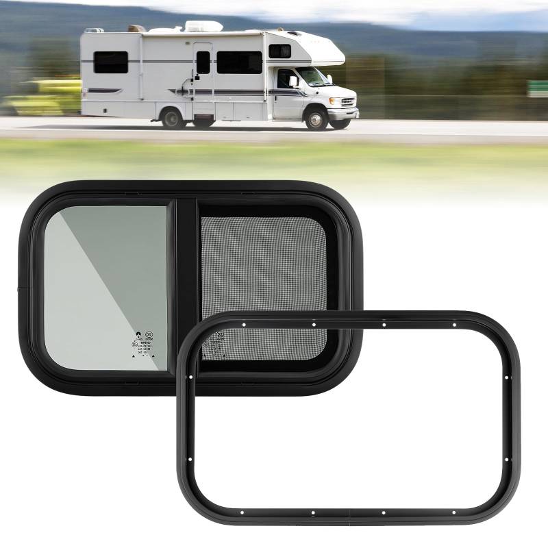 GEARMONSTER Wohnwagen Fenster, Caravan Seitenfenster, Wohnmobil Schiebefenster, Wohnwagen Fenster getönt mit Fliegengitter für Wohnmobile, Anhänger, 500x300mm Wohnwagenfenster von GEARMONSTER