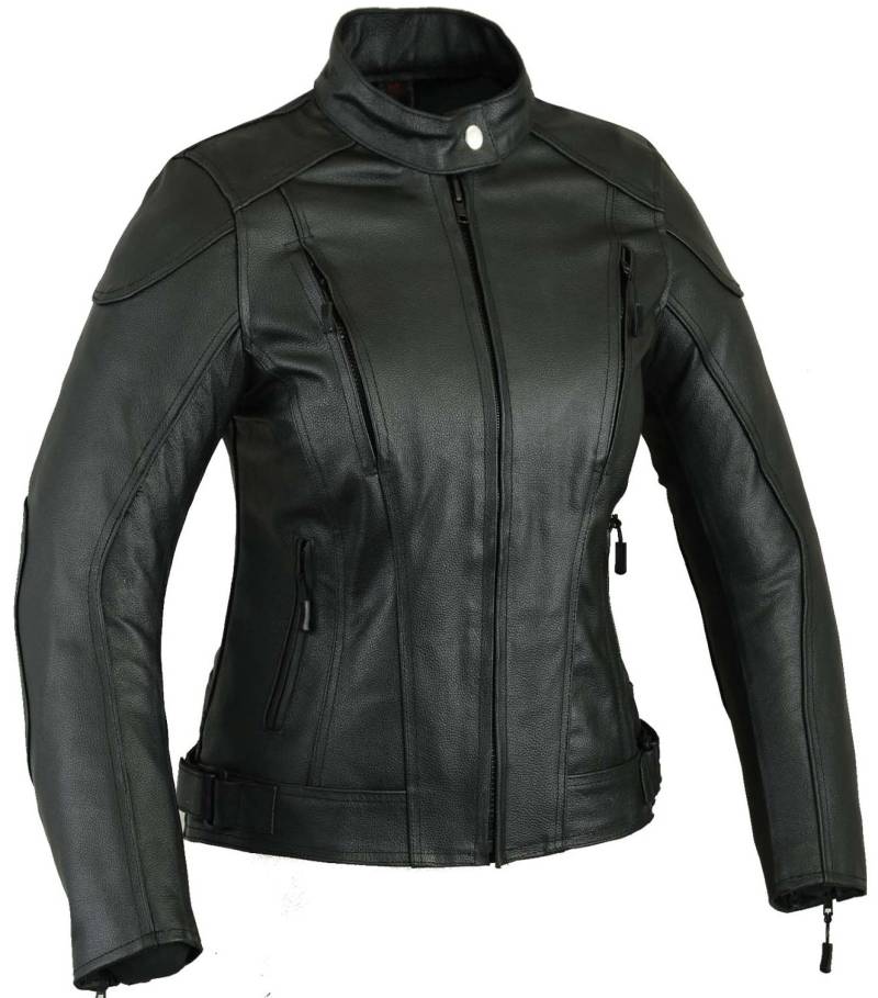 Impact Leder Motorrad Jacke Frauen Damen Schutz Mantel, XL von GEARX