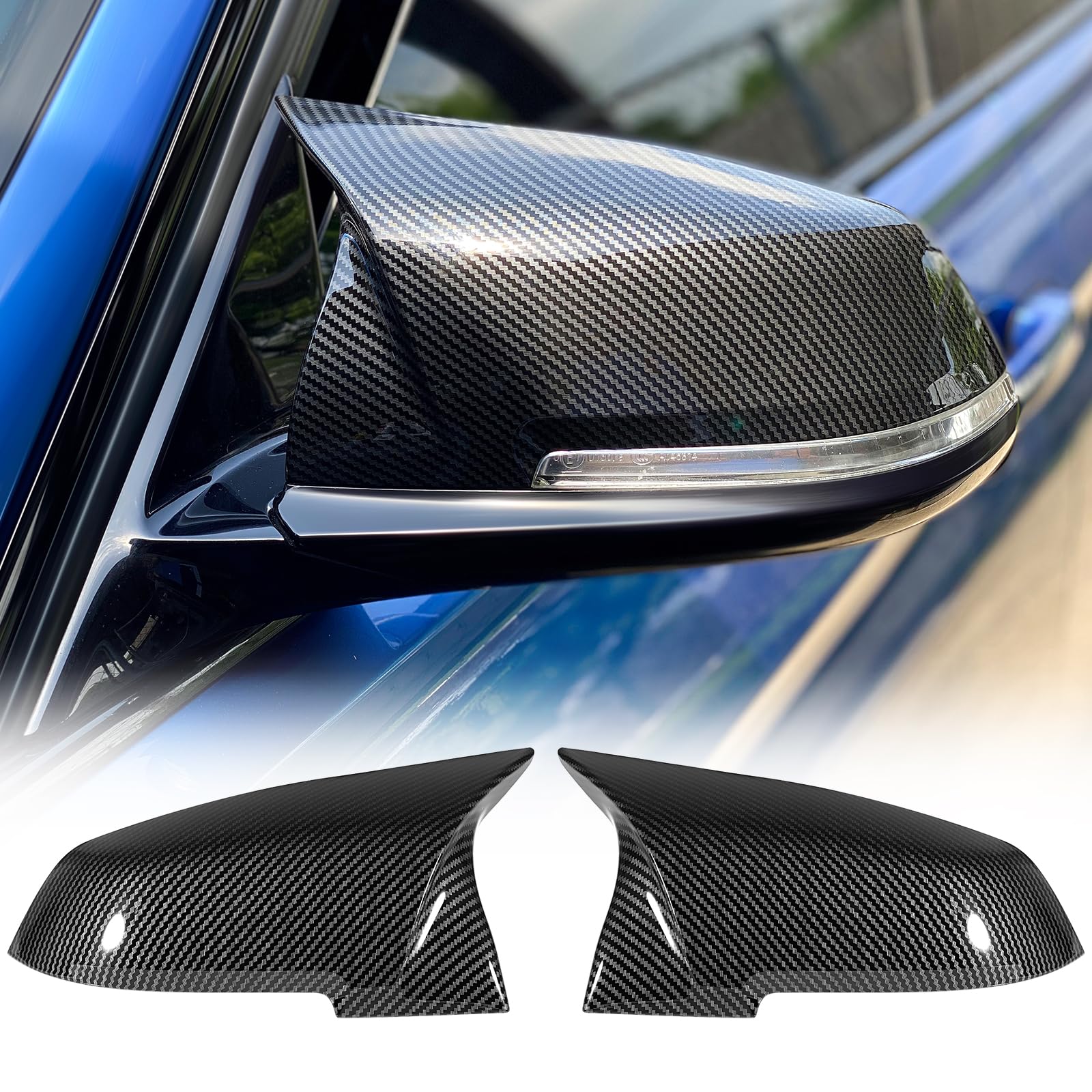 GEARZAAR Paar Carbon Fiber Außenspiegel-Abdeckkappen für BMW F20 F21 F22 F30 F31 F32 F36 X1 E84 X2 von GEARZAAR