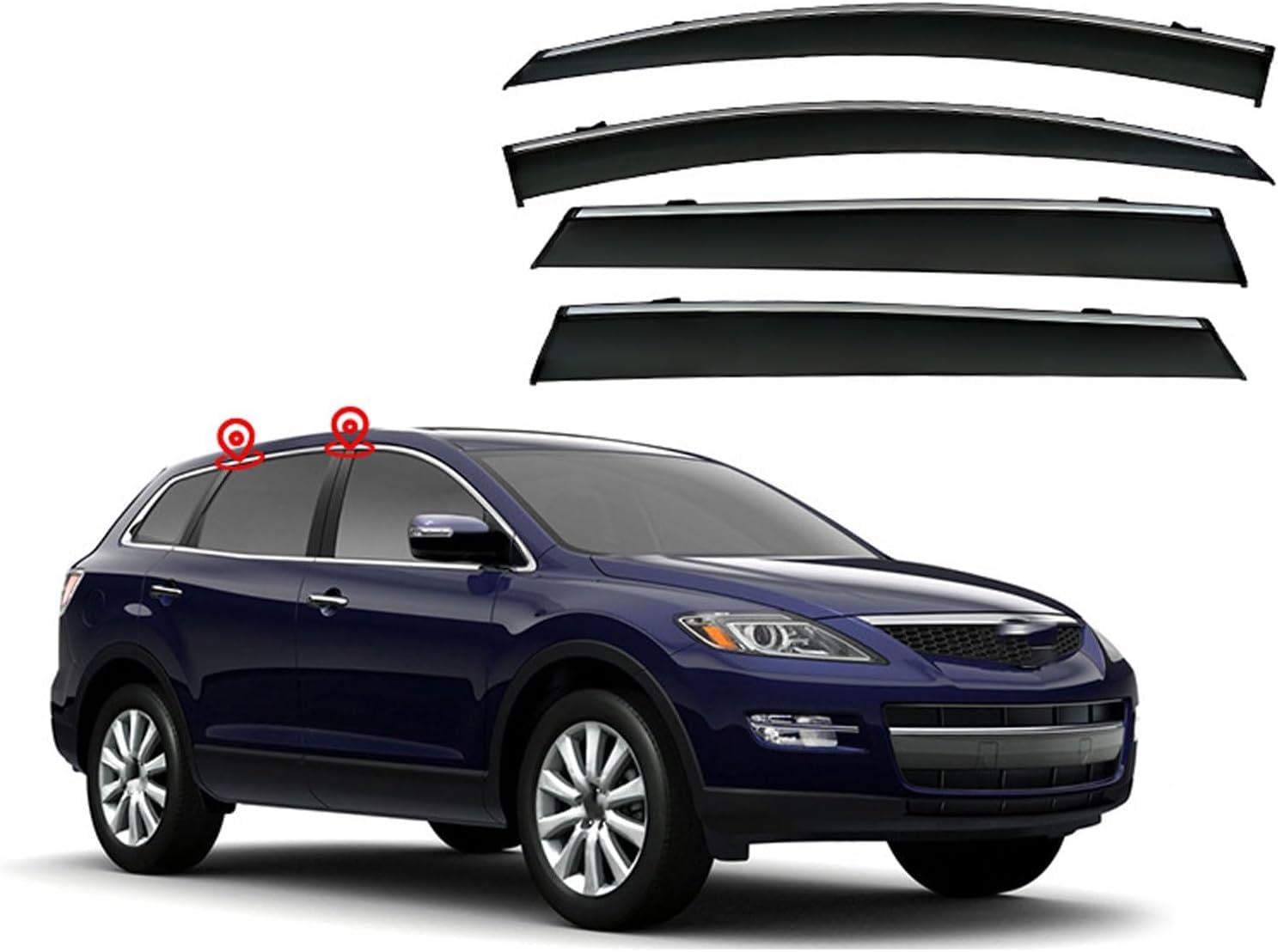 4 Stück Autofenster Windabweiser für Mazda CX-9 MK1/TB 2007-2013 2014 2015, Seitenfenster Luftabweiser Sonnenschirm Regenschutz Visiere, AutoZubehöR von GEBBEM