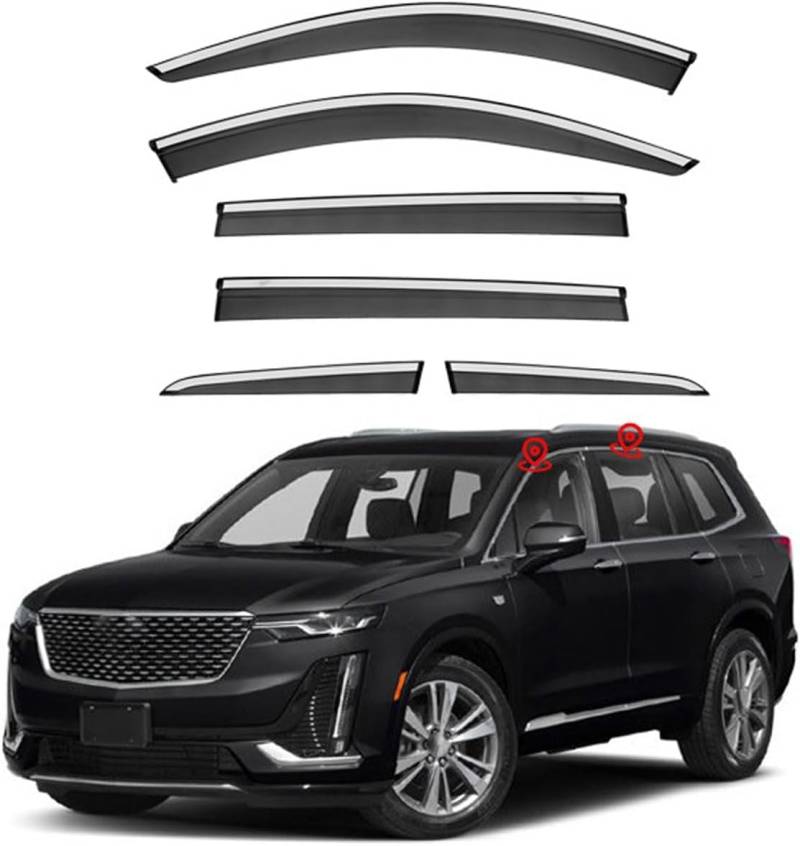 6 Stück Autofenster Windabweiser für Cadillac XT6 MK1 2019 2020 2021 2022 2023 2024, Seitenfenster Luftabweiser Sonnenschirm Regenschutz Visiere, AutoZubehöR von GEBBEM