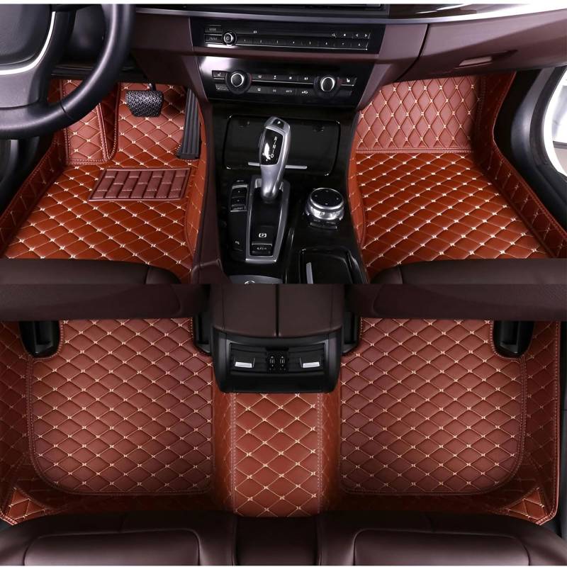 Auto FußMatten für Mazda CX-8 2019-2023, Benutzerdefinierte Voller Schutz Leder Wasserdichtem Fussmatten, Auto Innenraum Zubehör,Coffee von GEBBEM