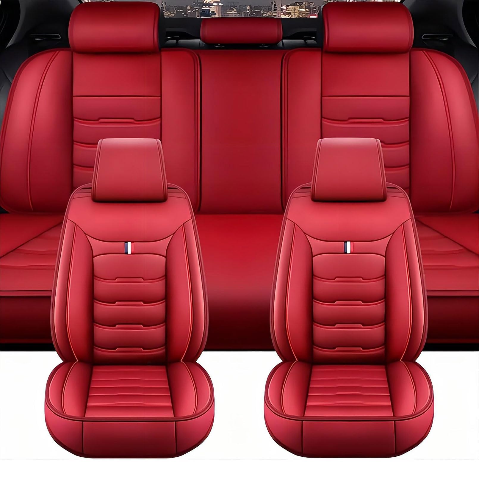 Autositzbezüge für Mercedes Benz GLA SUV (H247) 2020 2021 2022 2023 2024, Custom Car Seat Cover Sets Full Set Sitzbezüge Auto Zubehör Innenraum,Red von GEBBEM