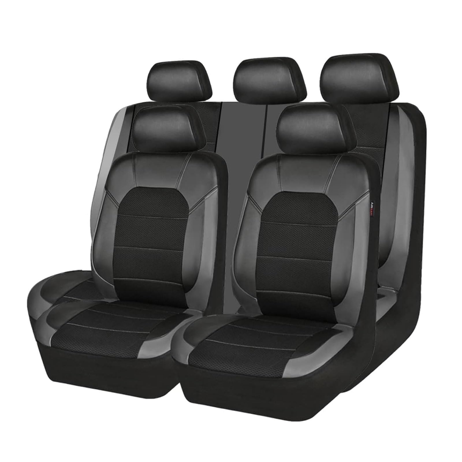 GEBBEM Autositzbezüge für Mazda 6 Cx5 3 Cx3 Cx7 Cx30 2000-2023 2024, 9 Stück Leder Atmungsaktiv Bequem Sitzbezüge Auto Seat Covers Full Set, Innenraum Zubehör,Grey von GEBBEM