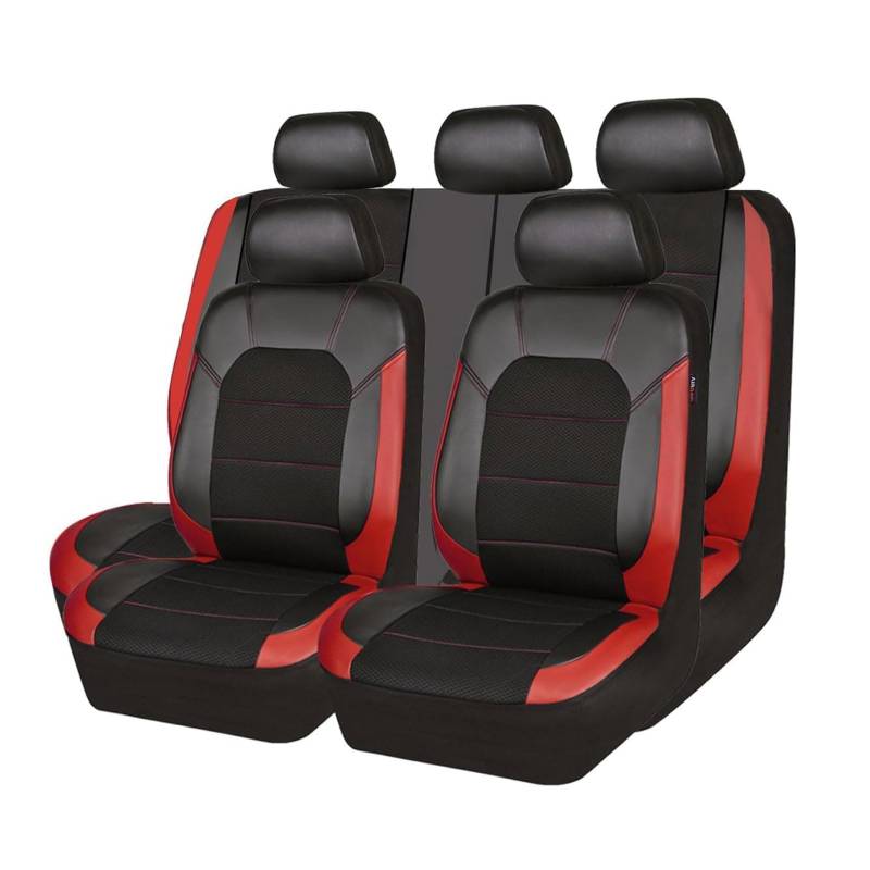 GEBBEM Autositzbezüge für Mazda 6 Cx5 3 Cx3 Cx7 Cx30 2000-2023 2024, 9 Stück Leder Atmungsaktiv Bequem Sitzbezüge Auto Seat Covers Full Set, Innenraum Zubehör,Red von GEBBEM