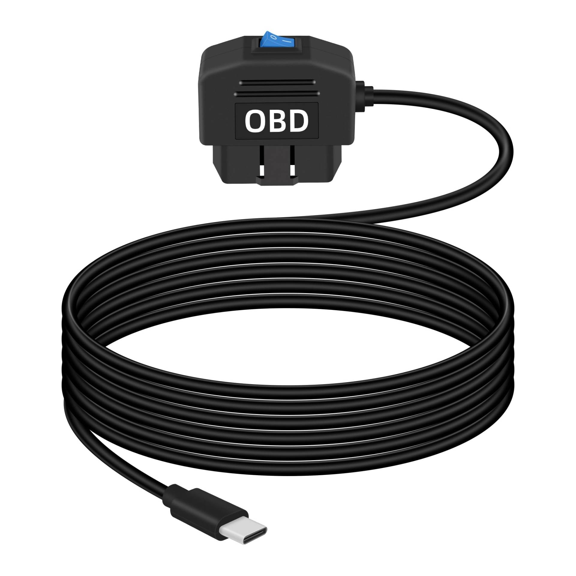 GELRHONR 11.5FT/Type C OBD Power Cable für Dash Camera, elektronische Fahrzeuge Type C OBD2 Dashcam Hardwire Kit, with Switch Button 24 Stunden Überwachung und Acc 2 Mode 12-24 V von GELRHONR