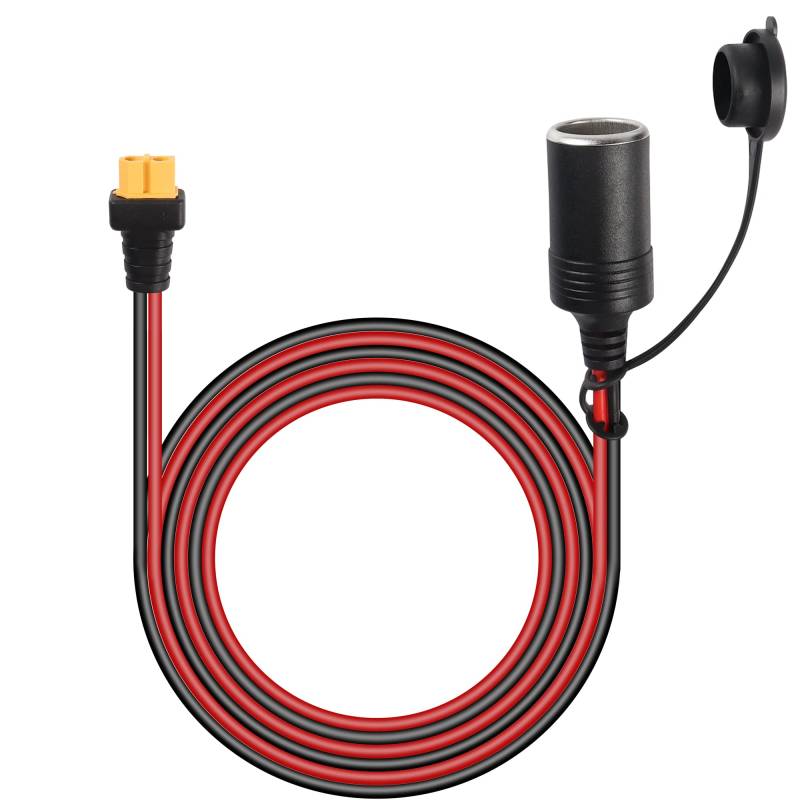 GELRHONR XT60 zu Zigarettenanzünder Buchse Kabel mit staubdichten wasserdichten Kappe, 14AWG 12V/24V, für Auto Inverter Reifen Inflator Luftpumpe-1.5M/4.9Ft von GELRHONR