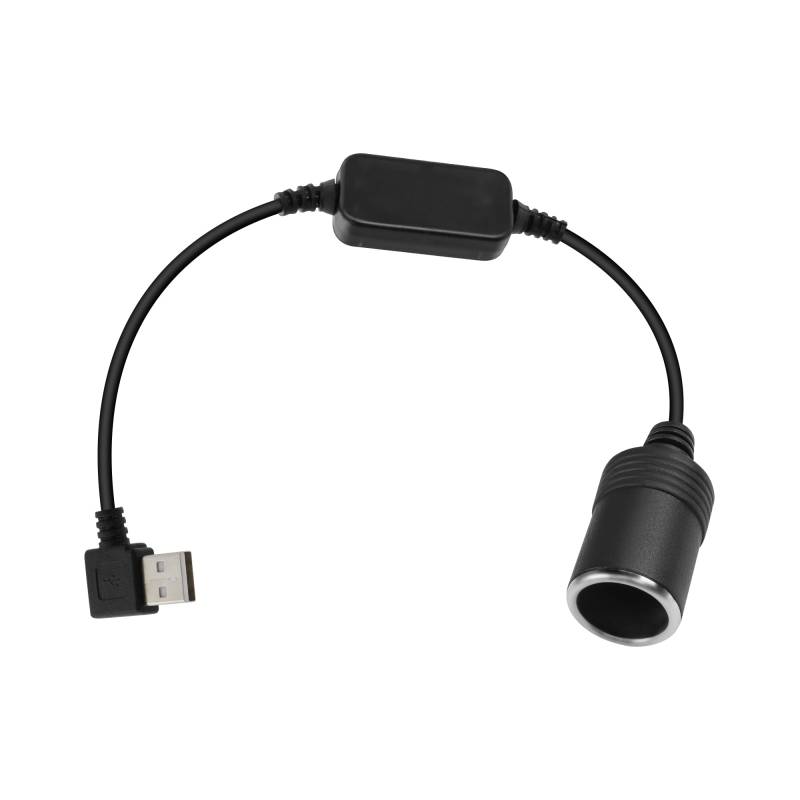 GELRHONR Rechtwinkliger USB zu Zigarettenanzünder Adapter, 5V USB A Stecker zu 12V Auto Zigarettenanzünder Buchse Konverter Adapterkabel kühlbox usb anschluss, für GPS, Dash Cam(30cm/1Ft) von GELRHONR