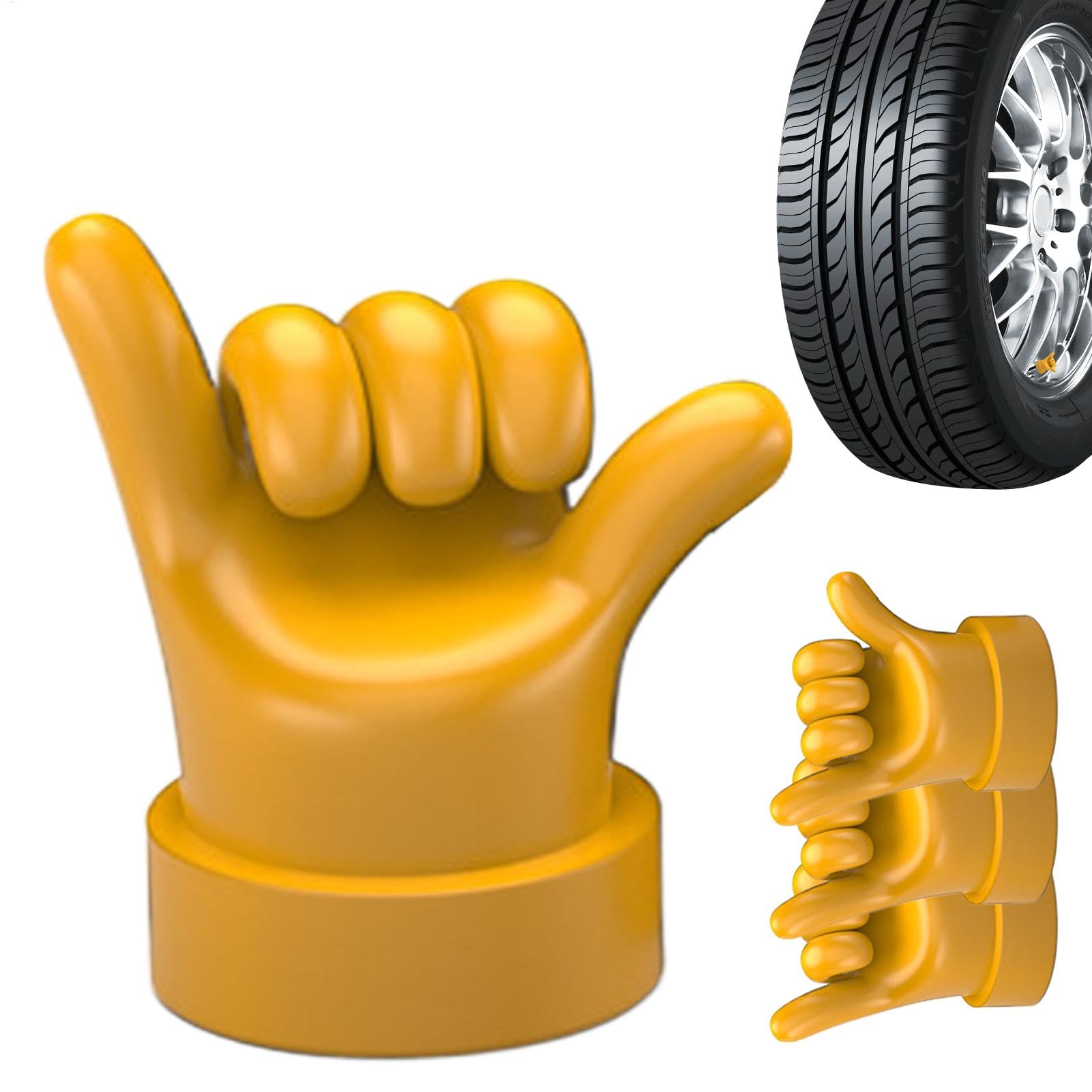 Finger-Reifenkappen, Gummi-Ventilkappen - 4 Stück Ventilkappen Reifen Mittelfinger Vorbaukappen,Seal Air Caps Lustige Gummi-Reifenkappen für Auto und Motorrad von GENERIC