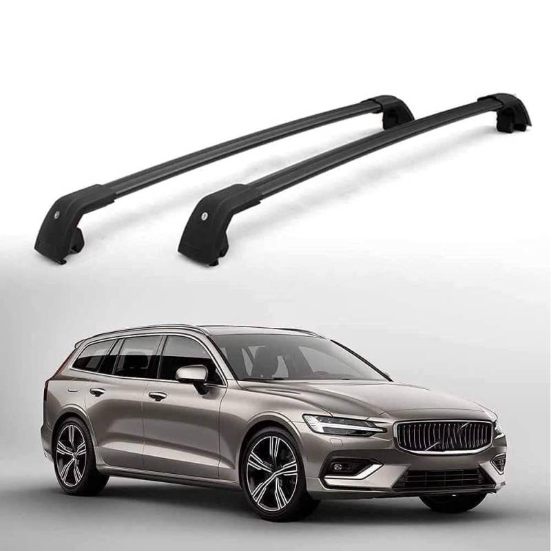 Dachträger für Volvo V60 2019 2020 2021,Schmutzabweisend Dachboxen Skihalter Fahrradträger Auto Gepäckträger Relingträger,A von GENMAIBIGAO