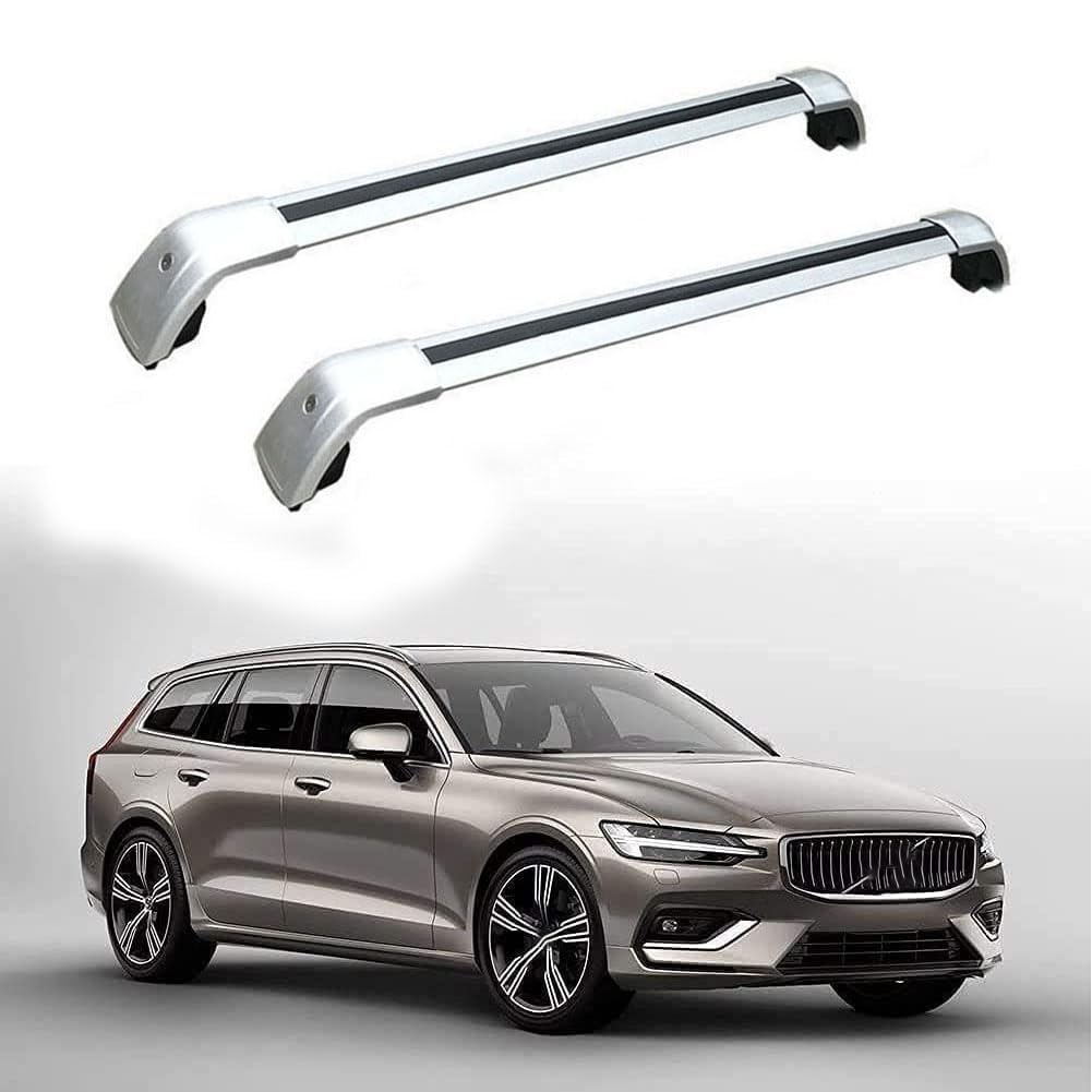 Dachträger für Volvo V60 2019 2020 2021,Schmutzabweisend Dachboxen Skihalter Fahrradträger Auto Gepäckträger Relingträger,B von GENMAIBIGAO