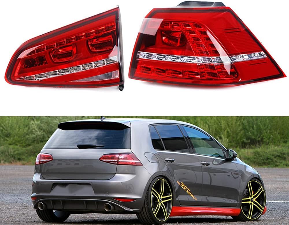 GENMAIBIGAO Wasserdichte Rückleuchten für Volkswagen Golf 7 2013-2017,Bremslichter Sicherheit Licht Multifunktion Rücklicht Beleuchtung Autoteile,A/Inner left side von GENMAIBIGAO