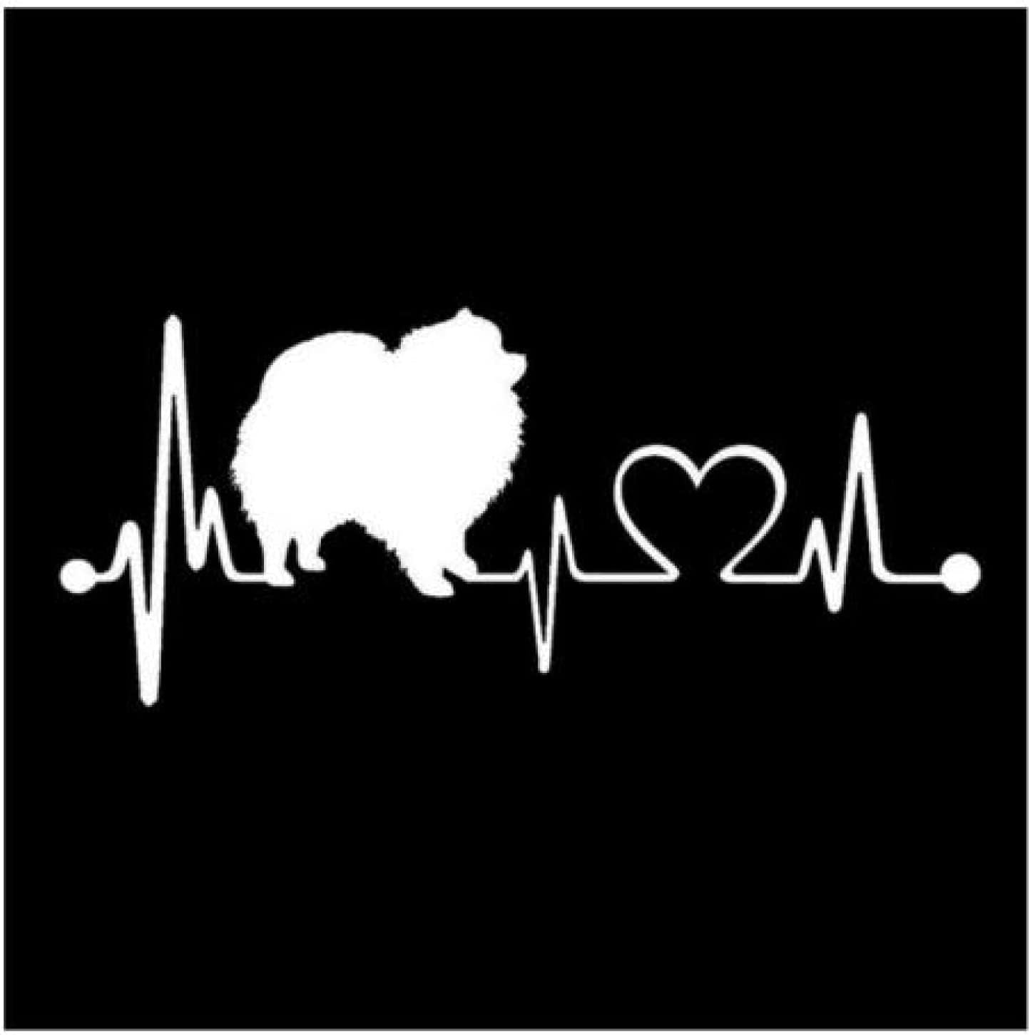 GENMIP Autoaufkleber Und Abziehbilder, 20 cm X 8,5 cm, Pomeranian Heartbeat Dog, Autoaufkleber, Autos, Motorräder, Außenzubehör, Vinyl-Aufkleber (2 Stück) von GENMIP
