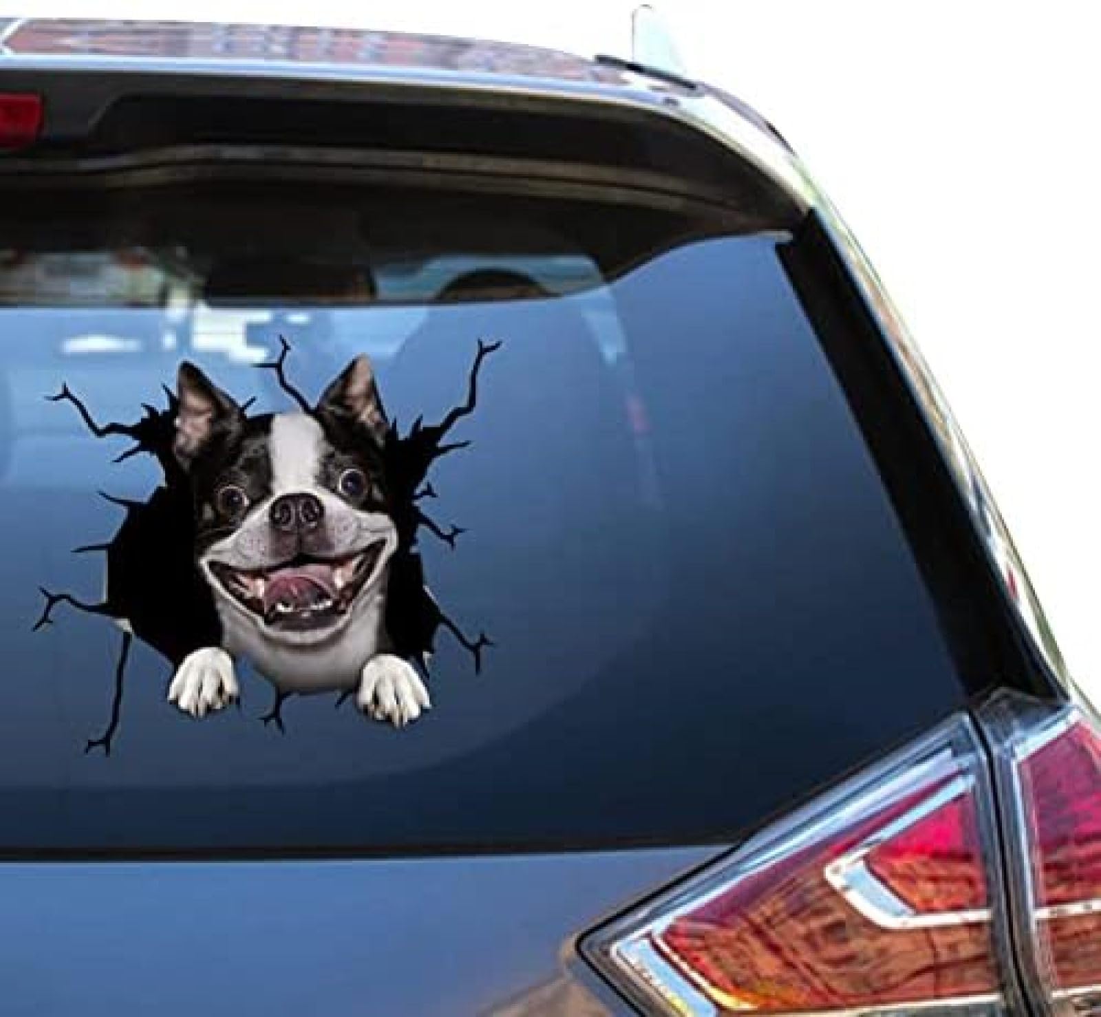 GENMIP Boston Terrior Aufkleber Boston Terrier Hund Autoaufkleber Vinal Garage Spielzeug Für Frauen Wasserdichter Fensteraufkleber von GENMIP