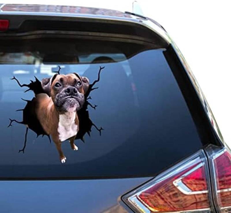 GENMIP Boxer-Hund-Vinyl-Aufkleber, Niedlicher Boxer-Hund, Geschenke, Rückenstoßstange, LKW-Aufkleber Für Frauen, Vinyl-SUV-Aufkleber von GENMIP