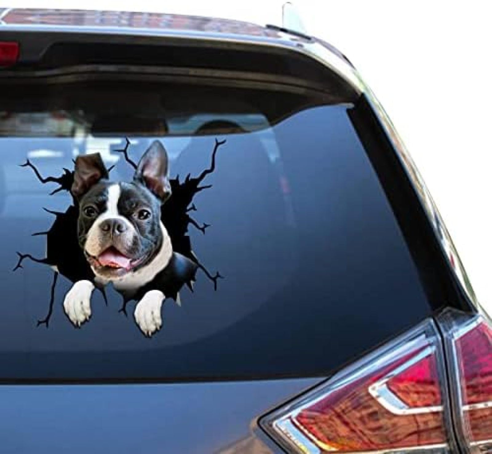 GENMIP Spähender Boston-Terrier-Aufkleber, Boston-Geschenke, Gestanzte Outdoor-Sticker Für Frauen, Süßer Auto-Aufkleber von GENMIP