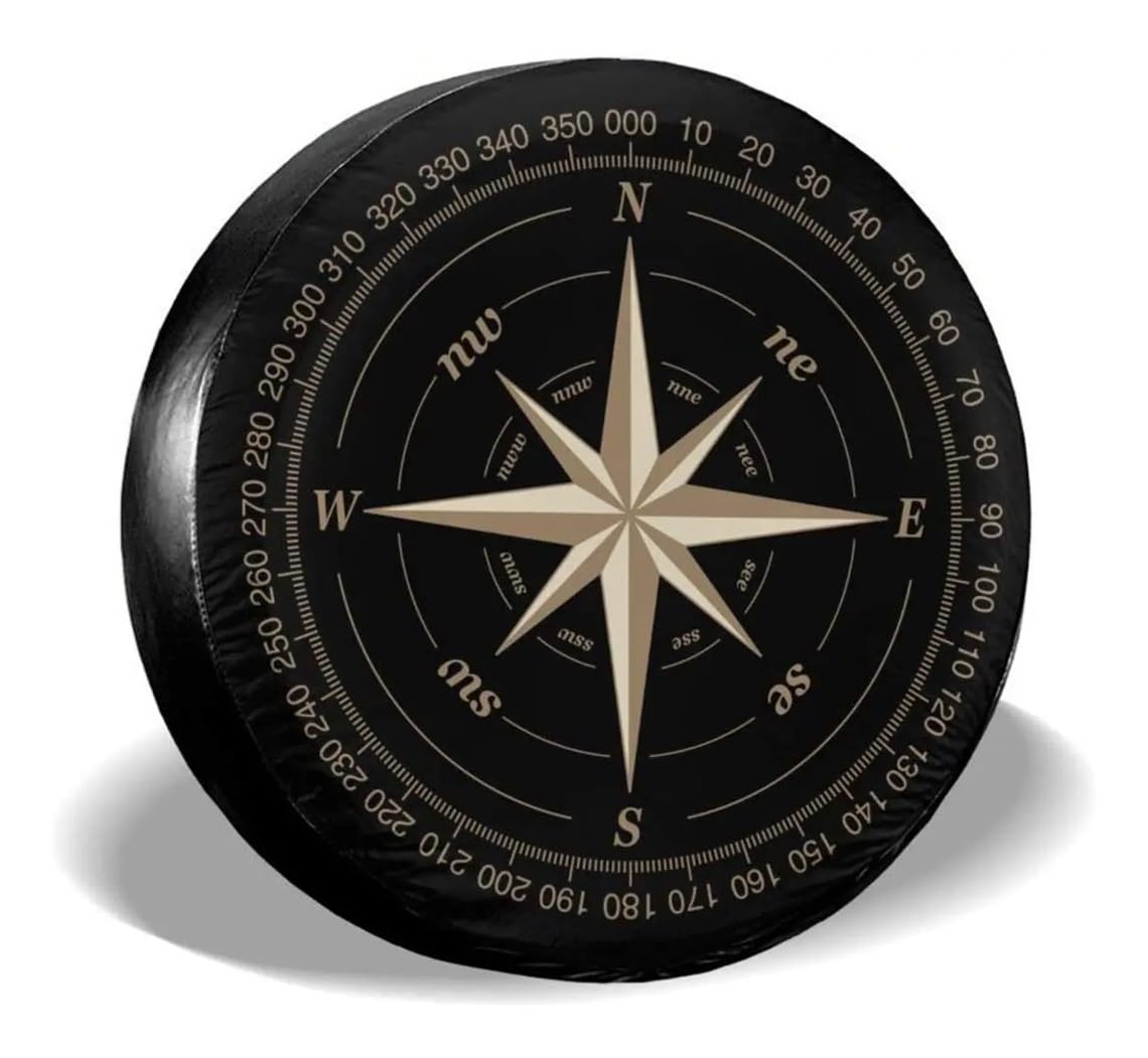 Compass Rose schwarze Ersatzreifenabdeckung, UV-Sonnenradabdeckungen, passend für Anhänger, Wohnmobil, SUV und viele Fahrzeuge, 35,6 cm, 40,6 cm von GENODA