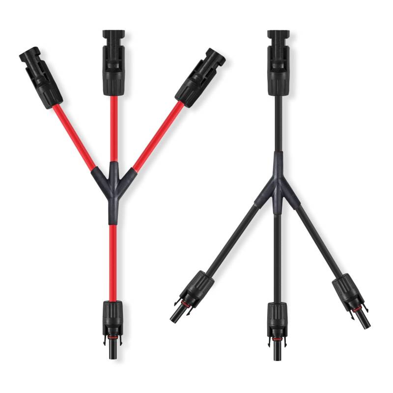 1Y3 Solarkabel Y-Verteiler, 4 mm² 1 Paar Solarpanel Y Stecker 12 AWG Y Stecker Fotovoltaik Kabel Y Stecker,1Y3 Stecker Paar für Solaranlage Steckerfertig(Rot +Schwarz) von GENORTH