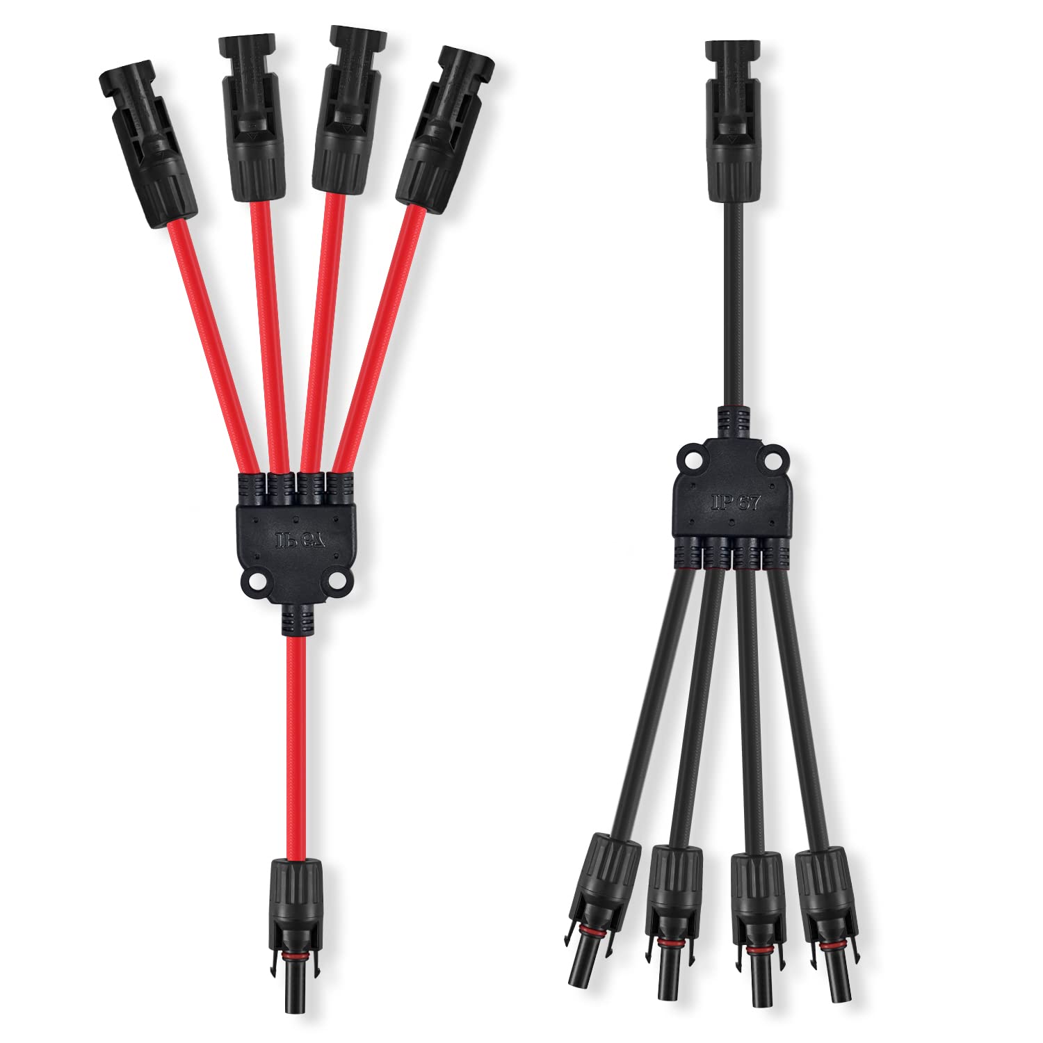 GENORTH 4 mm² Solarkabel Y-Verteiler,1 Paar Solarpanel Y Stecker 1Y4 12AWG Y Stecker Fotovoltaik Kabel Y Stecker,1Y4 Stecker Paar für Solaranlage Steckerfertig(Rot +Schwarz). von GENORTH