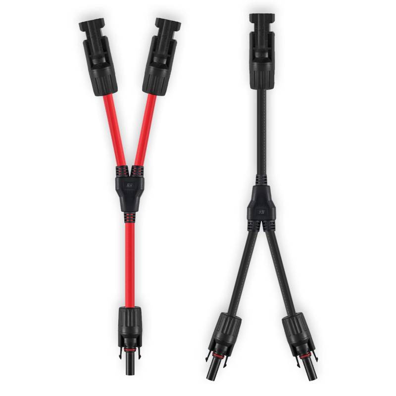 GENORTH 6 mm² Solarkabel Y-Verteiler,1 Paar Solarpanel 1Y2 10AWG Y Stecker Fotovoltaik Kabel, für Solaranlage Steckerfertig(Rot +Schwarz). von GENORTH