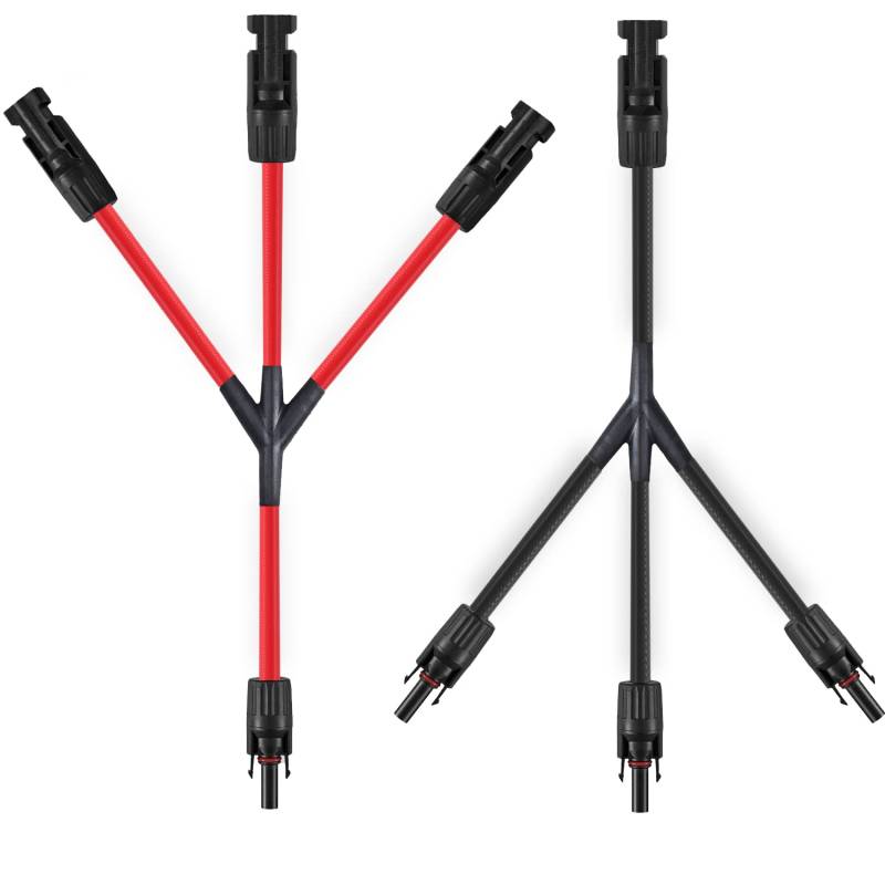 GENORTH 6 mm² Solarkabel Y Verteiler 1Y3 Fotovoltaik Kabel 1 Paar 10AWG Y Stecker Solarpanel, Y Stecker für Solaranlage Steckerfertig(Rot +Schwarz). von GENORTH