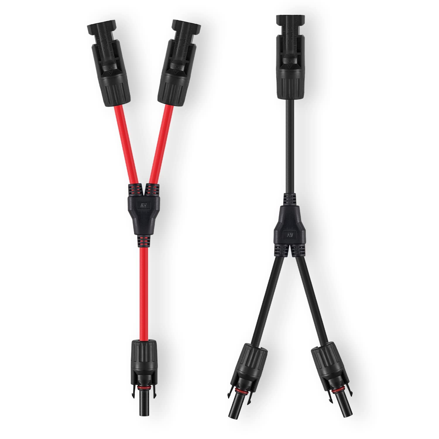 GENORTH Solarkabel Y-Verteiler 4 mm²,1 Paar Kabel Solarpanel 1Y2 12AWG Y Solarkabel Stecker Fotovoltaik Kabel Y Stecker,1Y2 Stecker Paar für Solaranlage Steckerfertig(Rot +Schwarz). von GENORTH