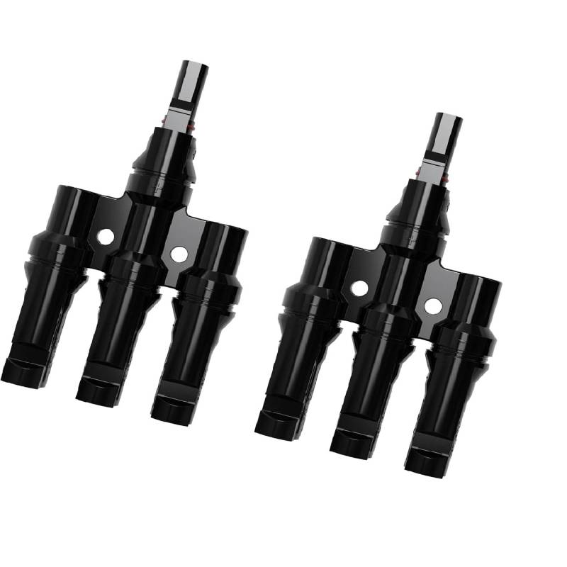 Solarpanel Stecker,GENORTH 1 Paar Solar Verbinder 3-fach Verteiler Männlich/Weiblich Photovoltaik Steckverbinder, PPO Wasserdicht IP67 Schwarz von GENORTH