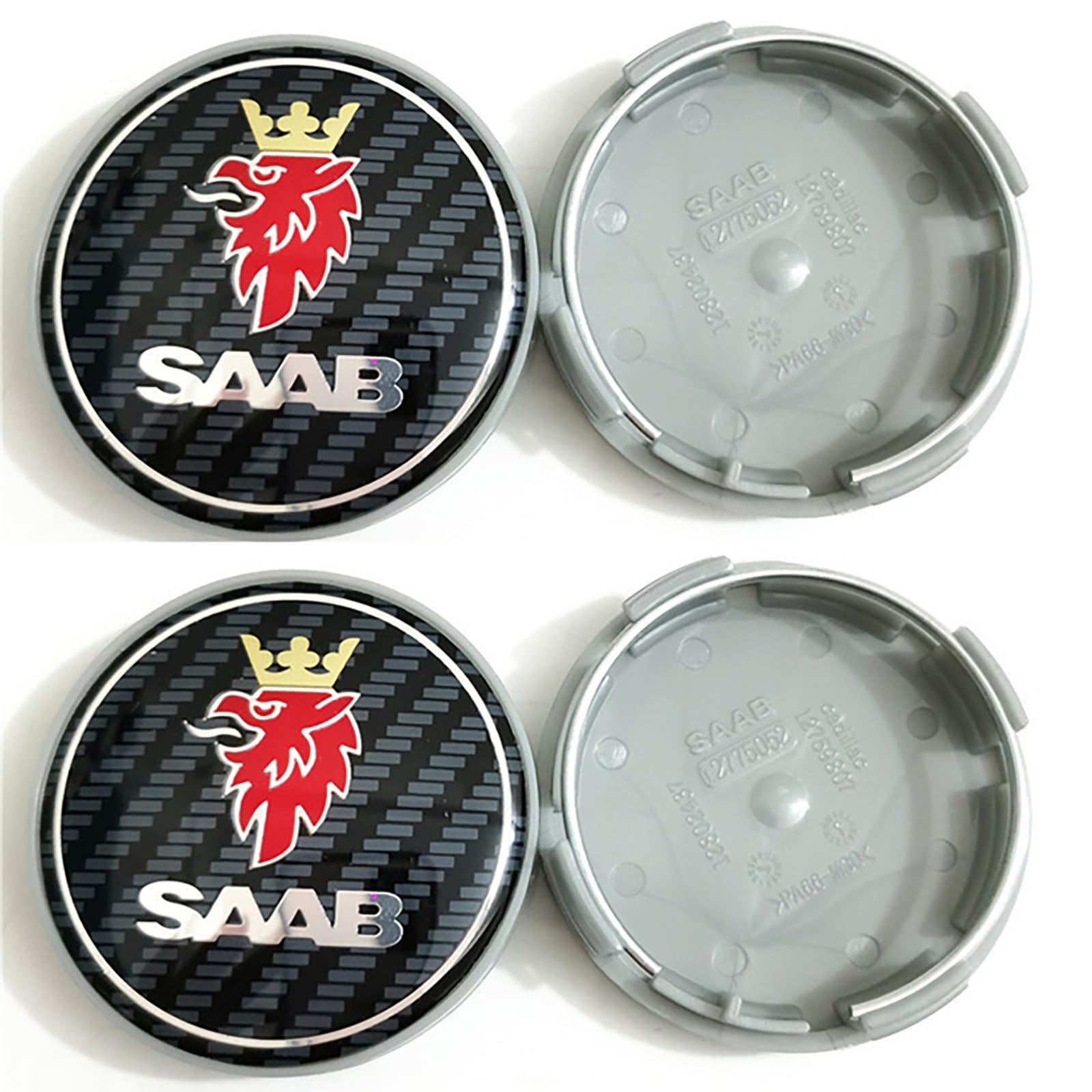 GENTRE 4 Stück Nabendeckel Radnabendeckel für SAAB 9 3 9 5 9-3 9-5 63mm,Felgenkappen mit Auto Logo,Verschleißfest und Langlebig,Wheel Caps Ersatz Autozubehör,C/Carbon Fiber von GENTRE