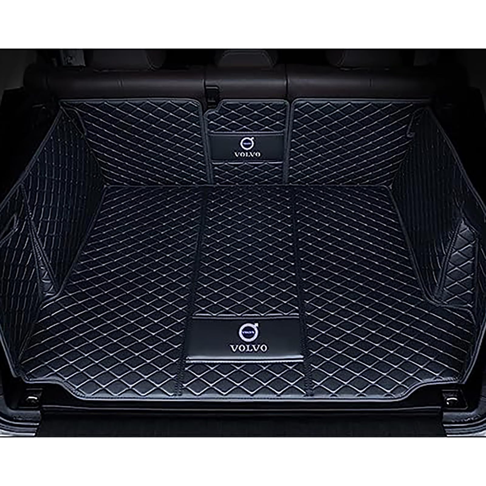 GENTRE Auto Leder Kofferraummatte Kofferraumwanne,für Volvo XC90 2015-2023 5 Seats,Maßangefertigt All Inclusive Wasserdicht Kratzfeste Kofferraumschutz,C-Blackstyle-1Set von GENTRE