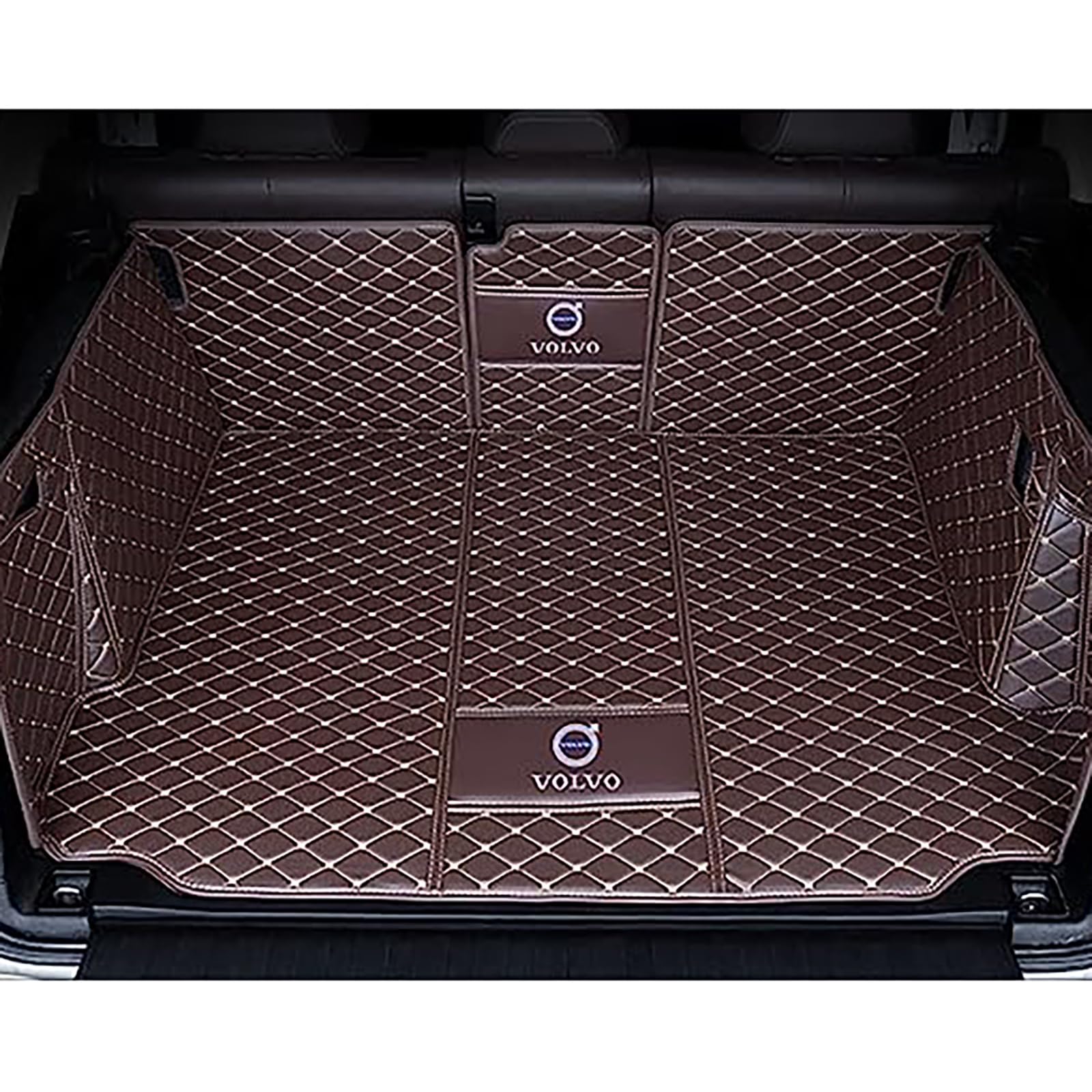 GENTRE Auto Leder Kofferraummatte Kofferraumwanne,für Volvo XC90 2015-2023 5 Seats,Maßangefertigt All Inclusive Wasserdicht Kratzfeste Kofferraumschutz,D-Coffeestyle-1Set von GENTRE