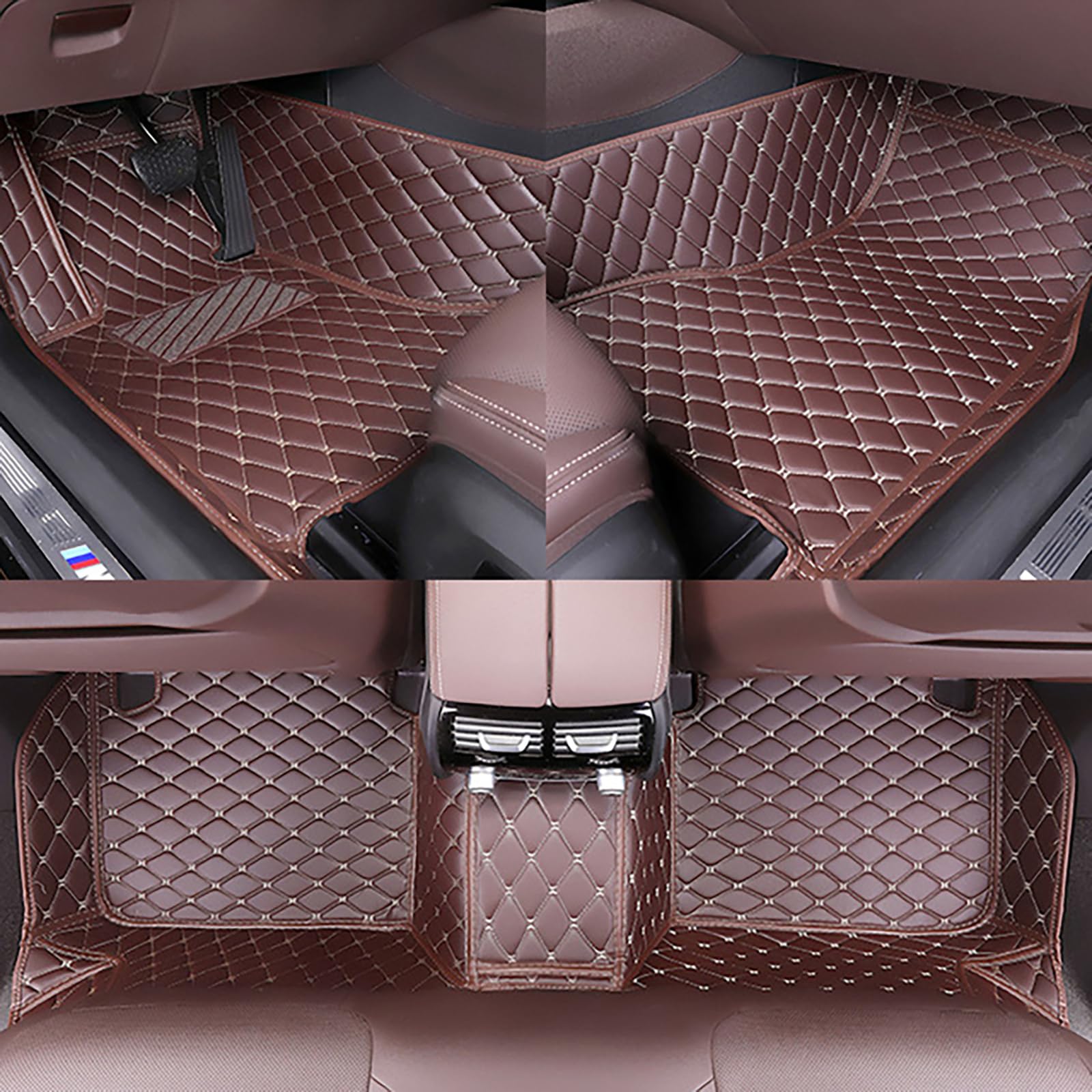 GENTRE Nach Maß Auto Fußmatten für Land Rover Discovery Sport(5seats with Slide) 2016-2023,All Weather Luxus PU Leder Teppich Wasserdicht Anti-Rutsch Automatten Volle Abdeckung Schutz von GENTRE