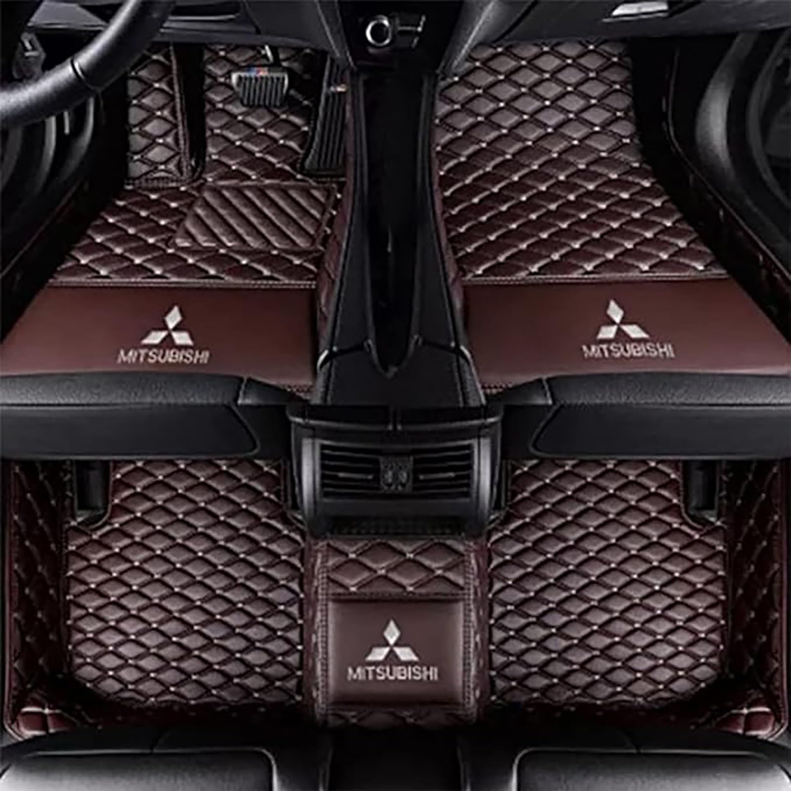 GENTRE Nach Maß Auto Fußmatten für Mitsubishi Eclipse Cross 2021 2022 2023,All Weather Luxus PU Leder Teppich Wasserdicht Anti-Rutsch Automatten Volle Abdeckung Schutz,E-Coffee von GENTRE