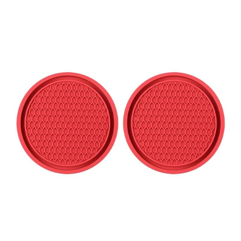 2 stücke Nicht-Slip Auto Wasser Tasse Pad Diamant Strass Gummi Matte for Flasche Halter Coaster Auto Innen Anti-Skid Tasse Halter 7 cm(Red 2PCS) von GEOLXD